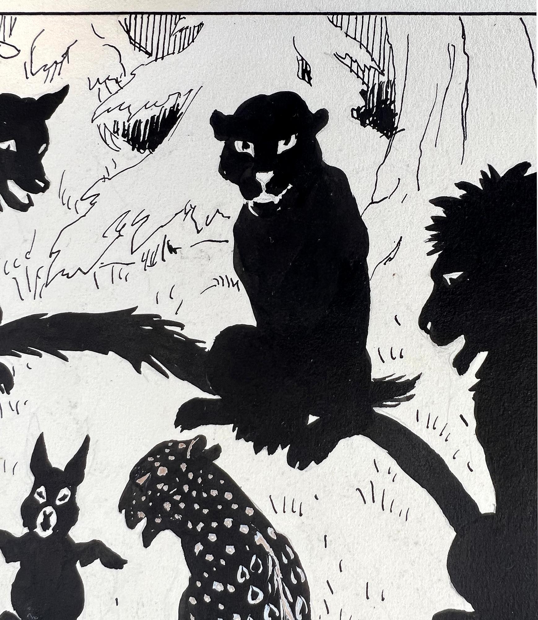 Tiger, Löwe, Panther, Wolf, Bär, Katze Predator Silhouette-Illustration im Angebot 1