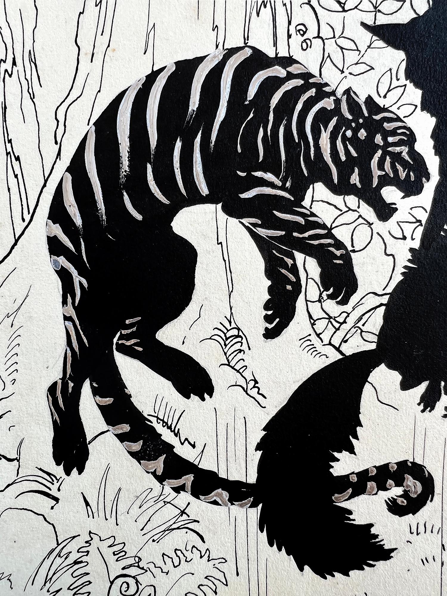 Tiger, Löwe, Panther, Wolf, Bär, Katze Predator Silhouette-Illustration im Angebot 2