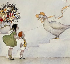 Children's Book Illustrator - Mother Goose, Children and Flowers