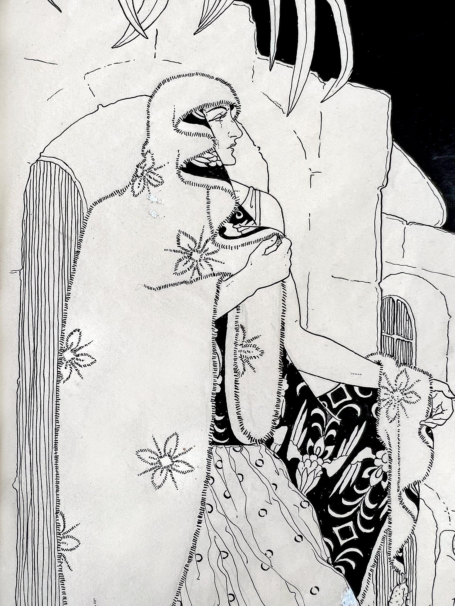 Prinzessin Herminie und der Wandteppich Prinz – weibliche Illustratorin (Art nouveau), Art, von Barbara Macdonald 