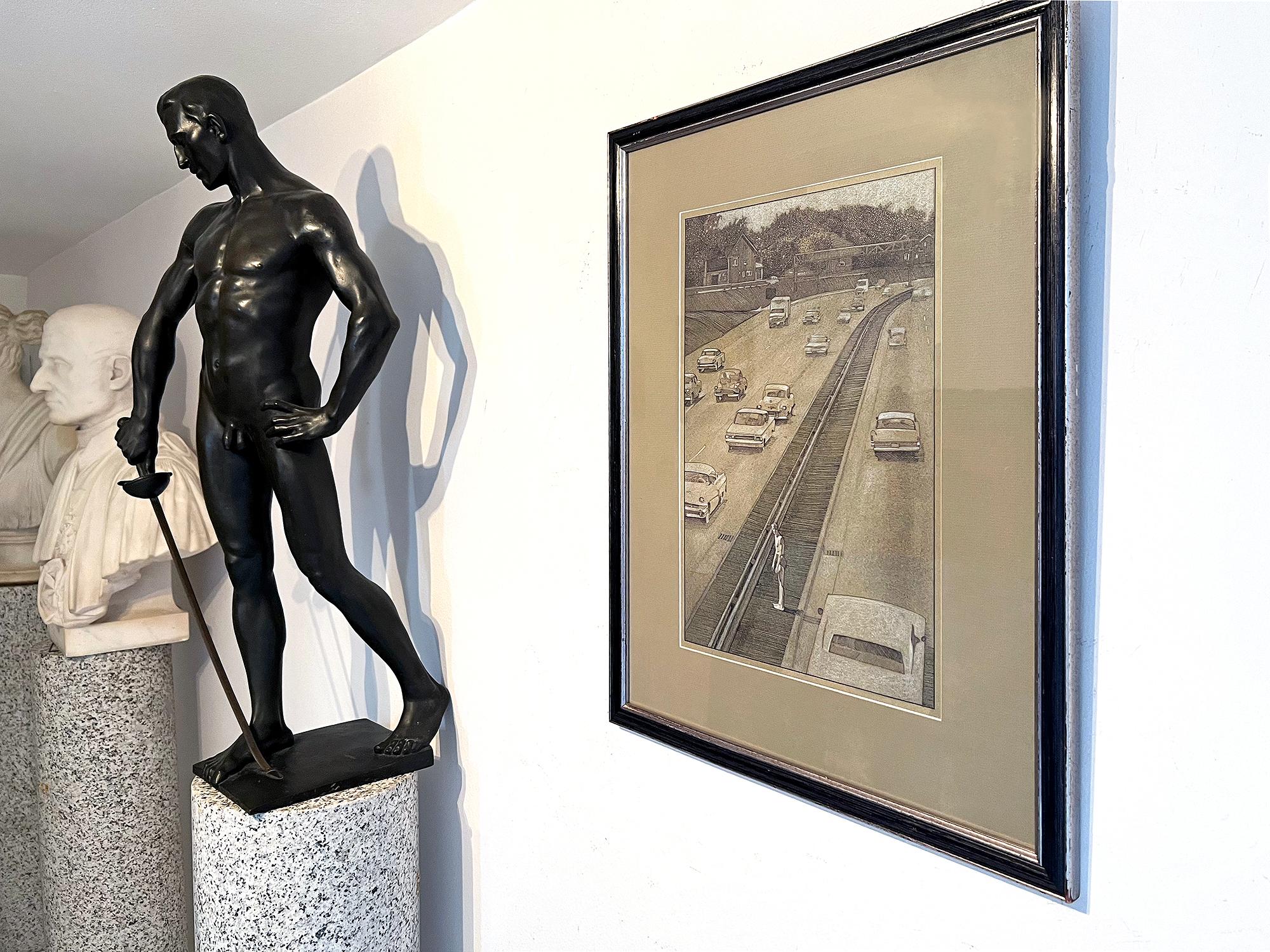 Surreal semi-Nude Man in the Middle of the Highway  For Sale 1