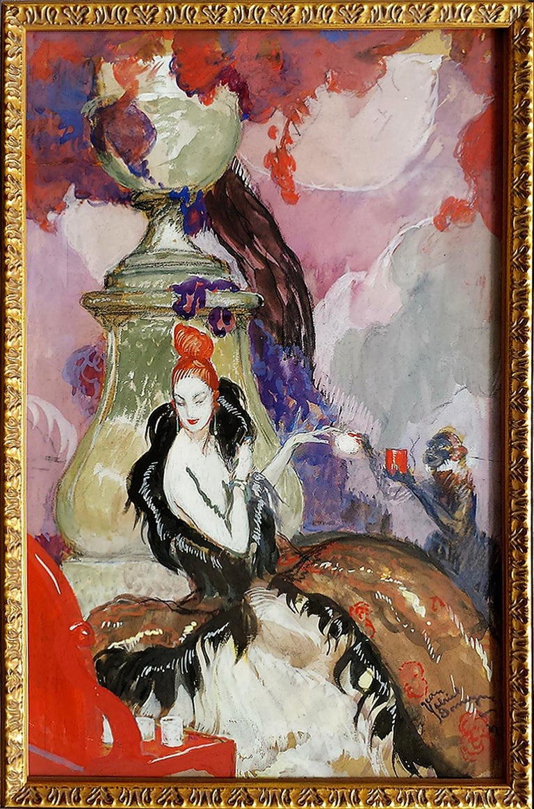 Jean-Gabriel Domergue, 1889-1962 - Art Deco, L'ombre d'une jeune fille en  fleur, Elegant French Woman with Monkey For Sale at 1stDibs | en fleur  france, woman with monkey painting, 1962-1889