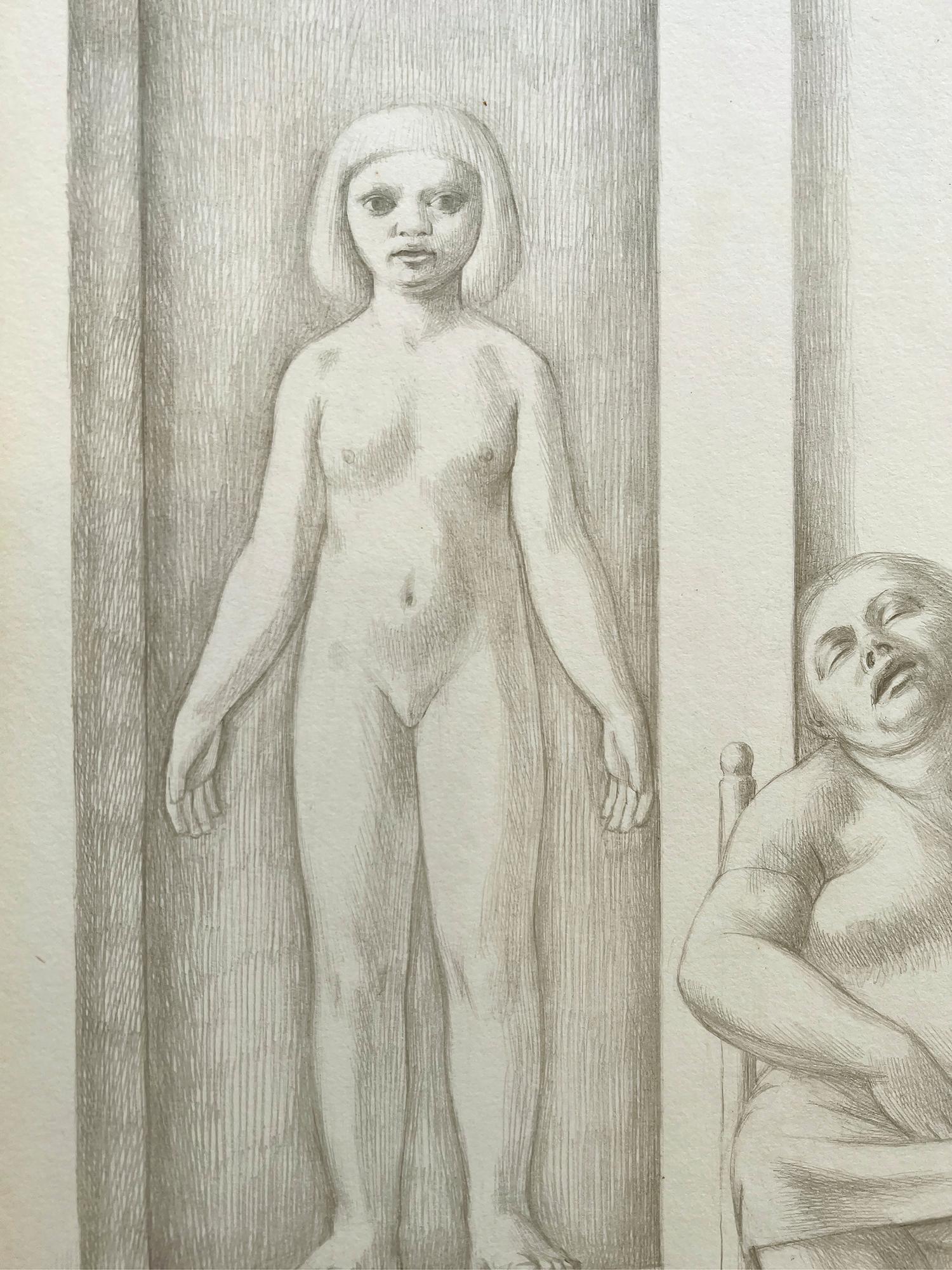 Zwei Frauen, erotische nackte Frau – Lesbian Dream –  Existenzistischer Magischer Realismus  – Art von George Tooker