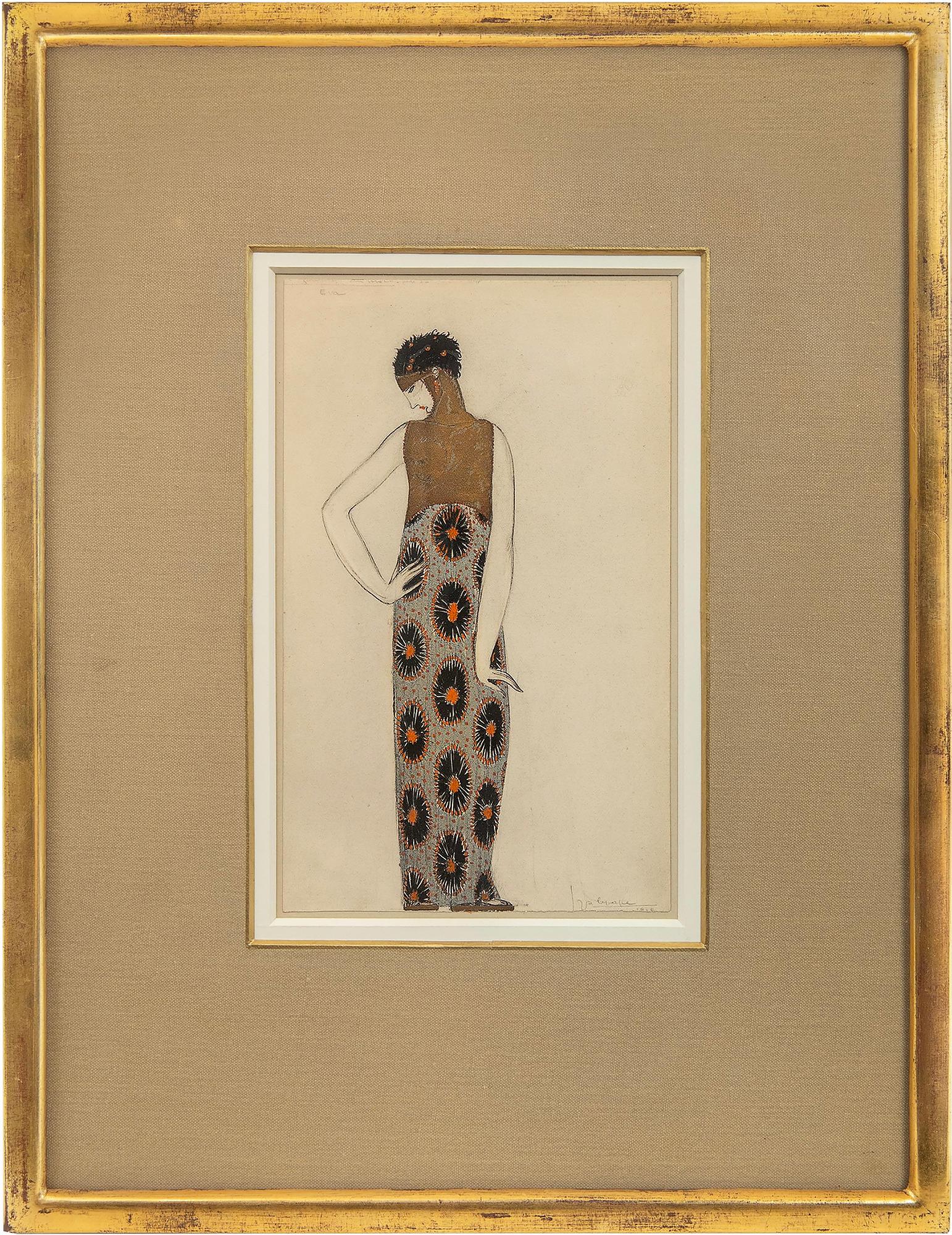 Art-Deco-Kostümdesign - Eva  – Painting von Georges Lepape