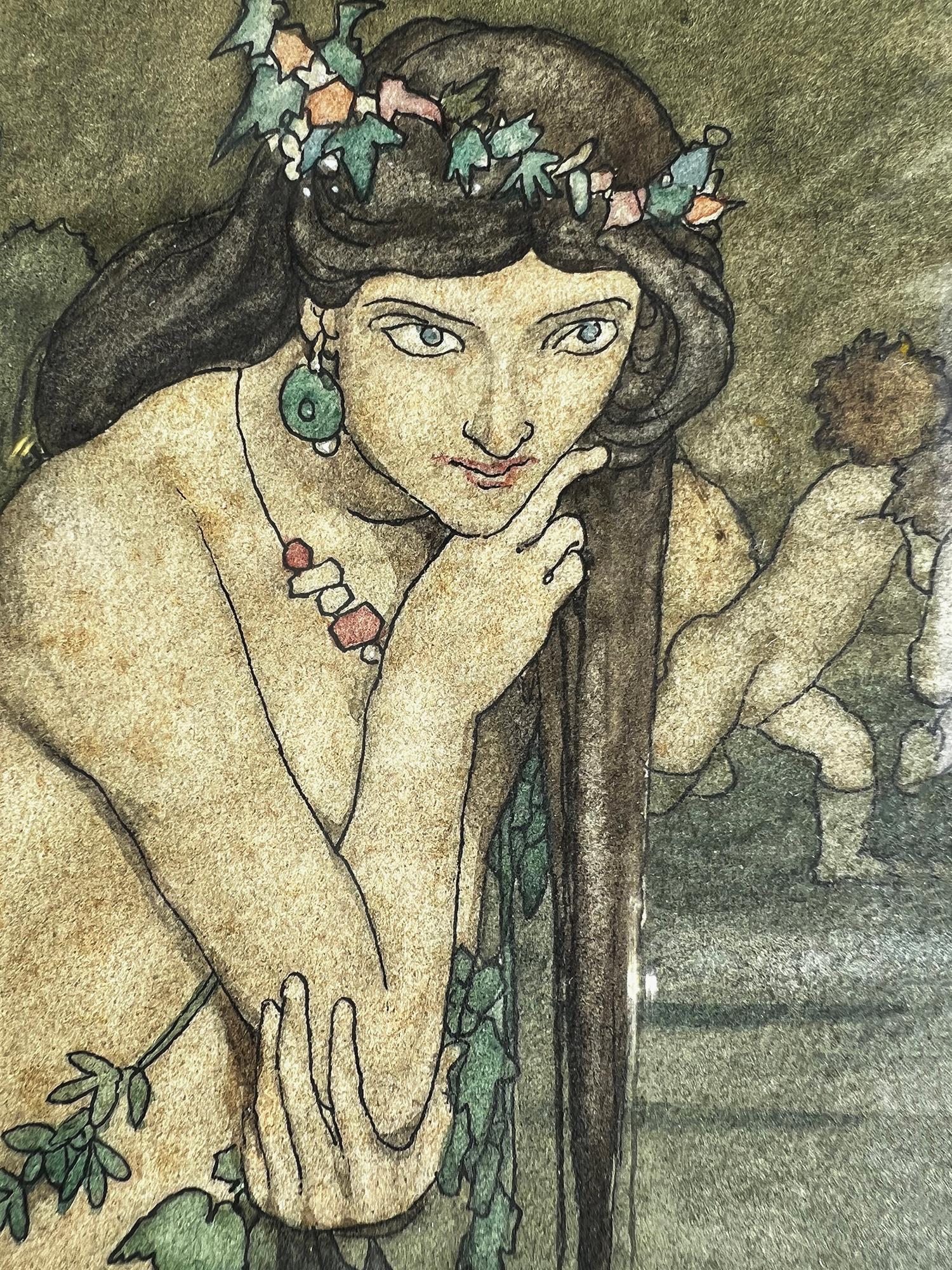 Kelpie of Snooziepool - Englisches romantisches, skurriles Aquarell mit Fantasie-Tinte-Aquarell – Art von William Heath Robinson