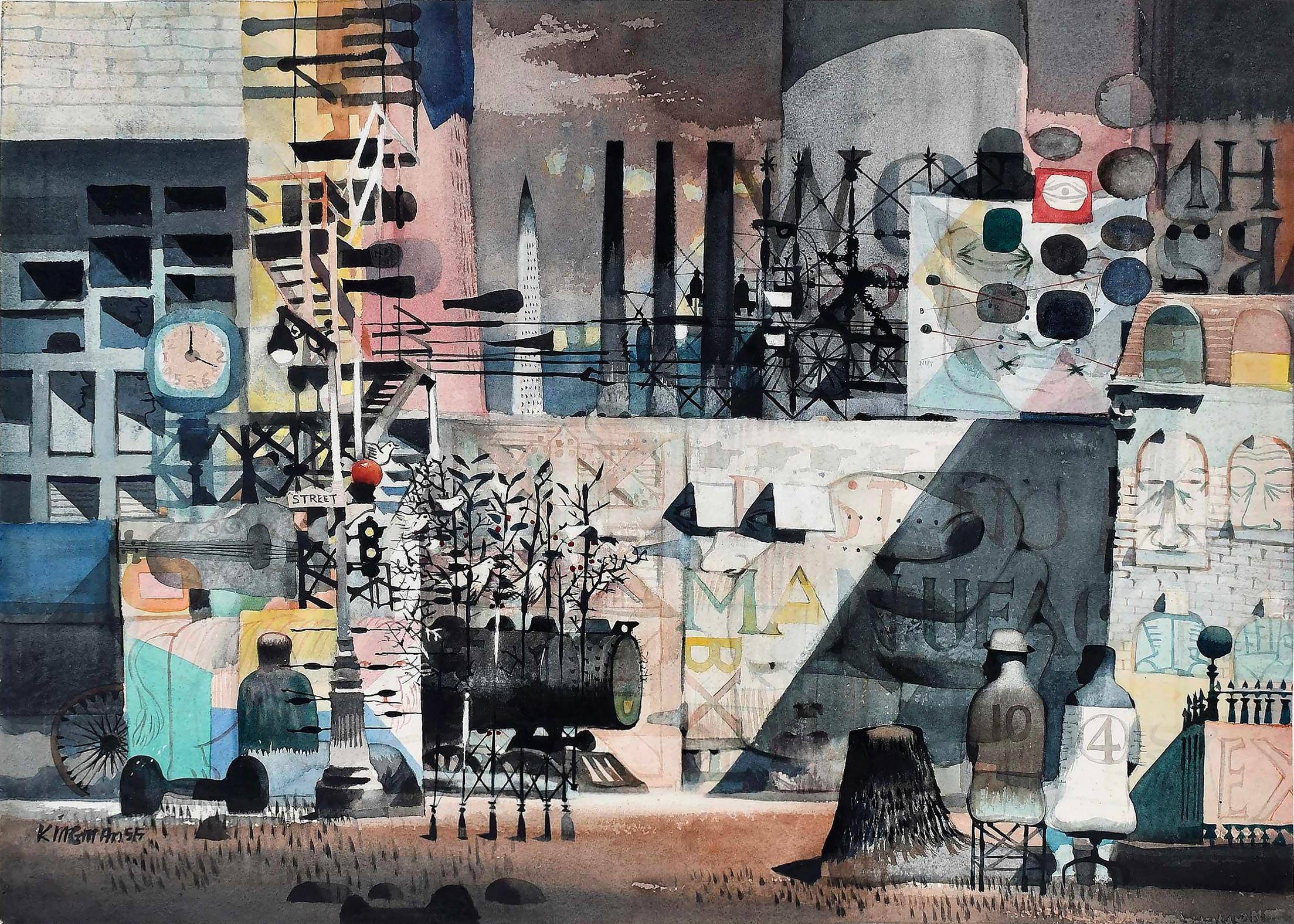 Arte callejero primitivo  - Escena de la Fábrica Urbana de Nueva York  - Mediados de siglo  - Fábrica X en venta 14