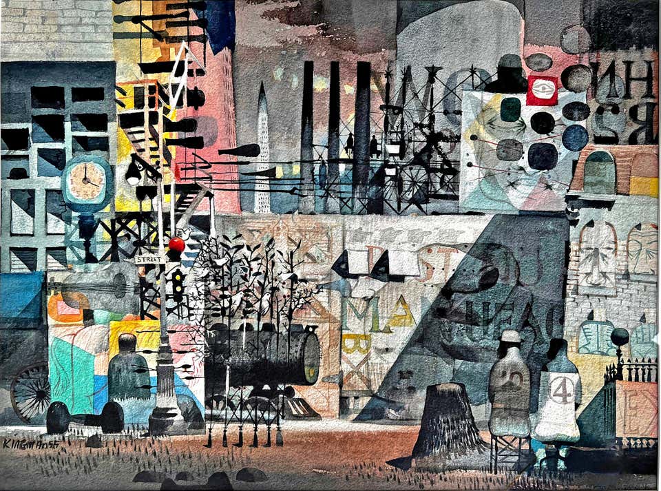 Early Street Art - New York Urban Factory Scene - Mid Century - Factory X