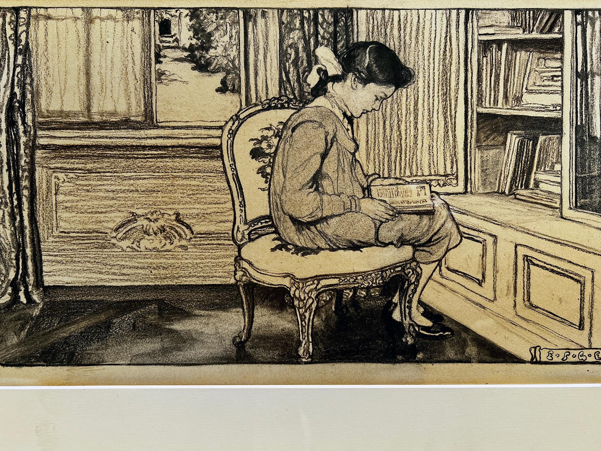 Studious Girl Reading a Book  - Women's Education  - Female Illustrator  - Academic Art by Elizabeth Shippen Green