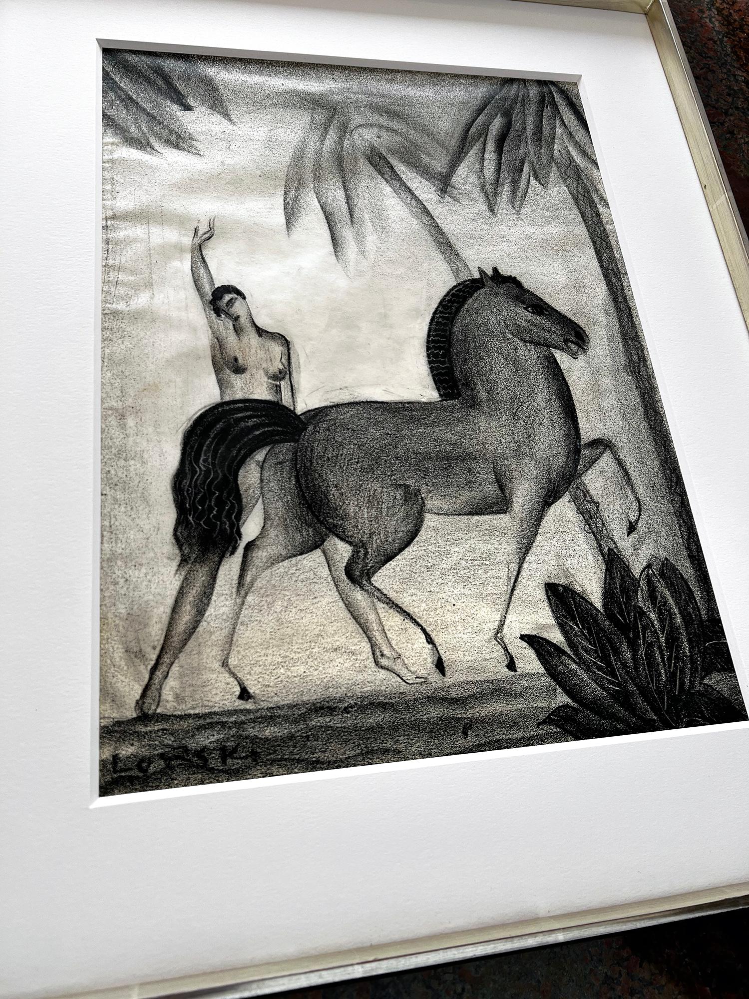 Cavallo rampante Art Deco con nudo femminile in vendita 3