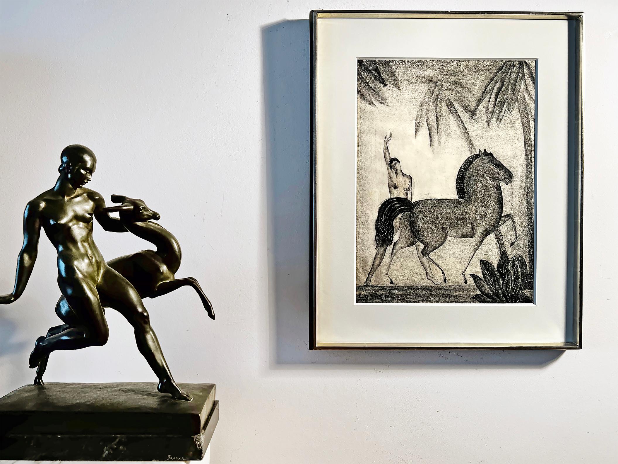 Art Deco Prancing Horse with Female Nude  For Sale 7
