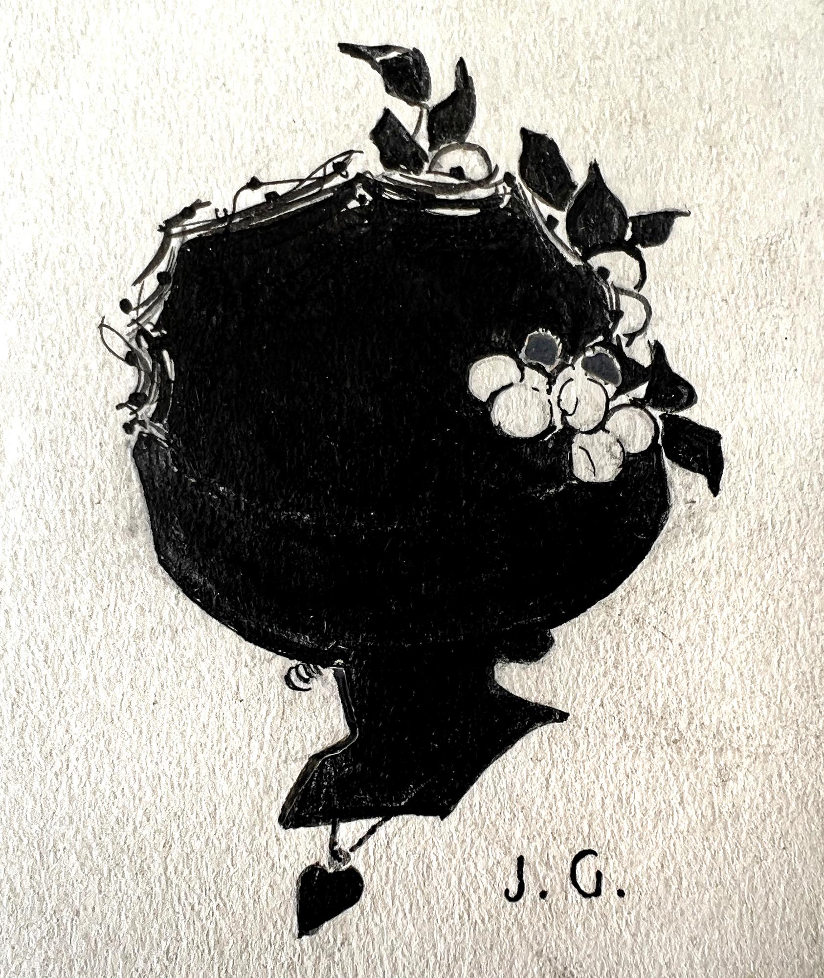 Abstract Silhouette Hat Portraits  - Female Illustrator of Golden Age For Sale 2