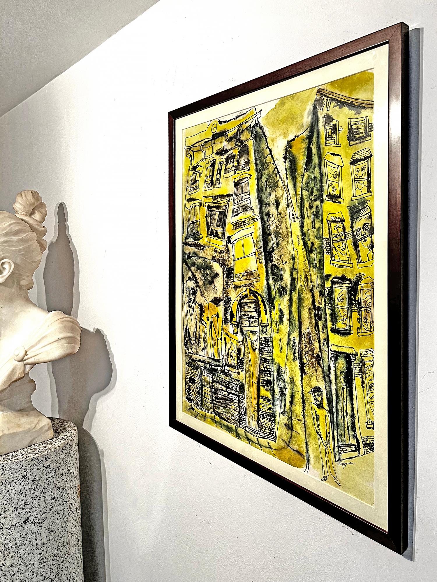 Street Life New York - Haunting Faces Windows  Expressionism Mid-Century For Sale 6