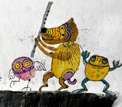 Dancing Animal Critters on a Top Hat, Bear, Frog, Owl, Crane Bird, Bee, Snail