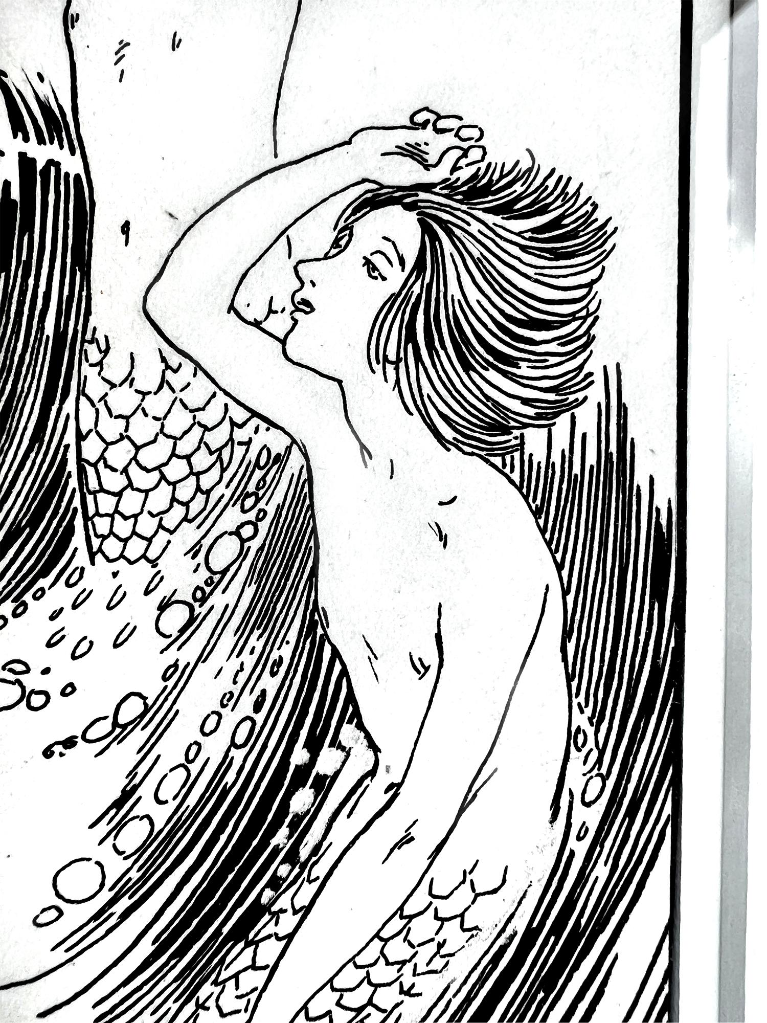 The Little Mermaid - Feenmärchen  - Englische Illustratorin Feder und Tinte  – Art von Helen Stratton