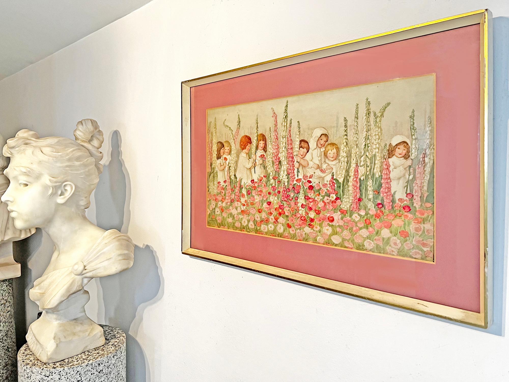 Children Amongst Foxgloves - Pink Flowers, Female Illustrator of The Golden Age For Sale 2
