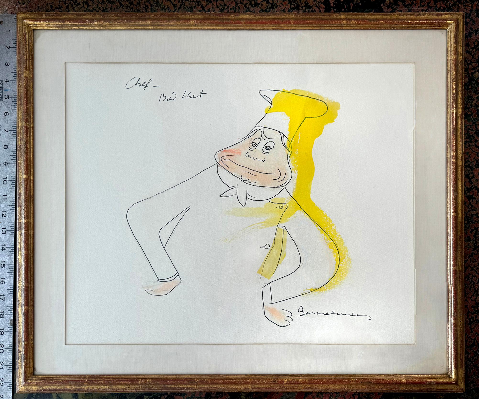 Snobby Chef Big Hat - restaurant haut de gamme, goût sophistiqué - Art de Ludwig Bemelmans