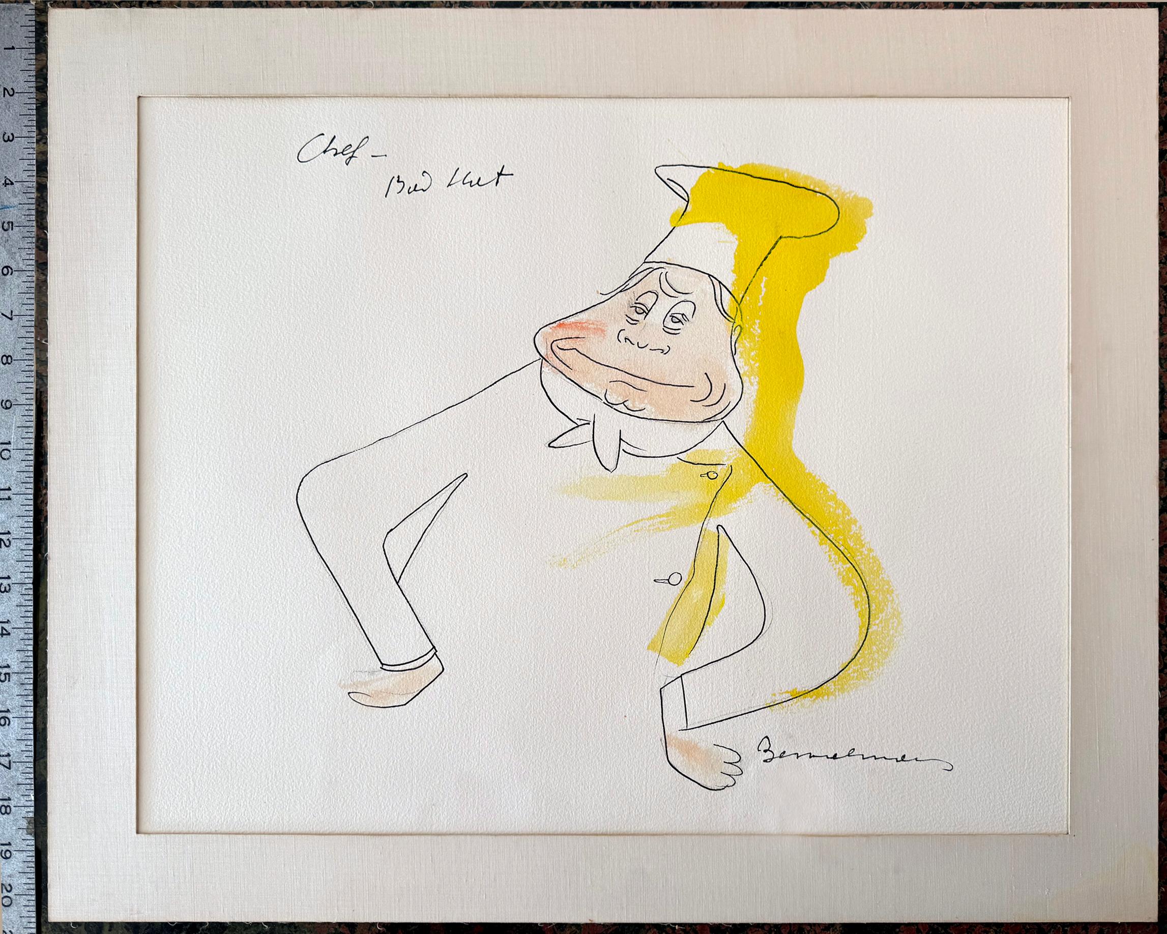Snobby Chef Big Hat - restaurant haut de gamme, goût sophistiqué - Outsider Art Art par Ludwig Bemelmans