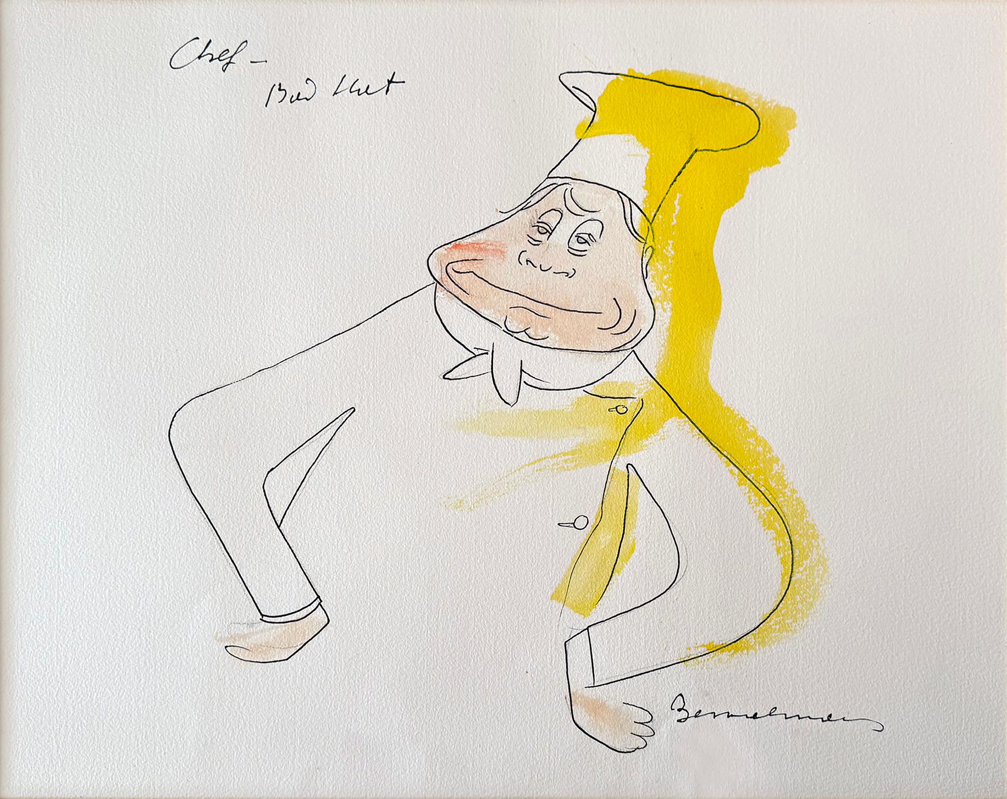 Les mains sur les hanches, l'air songeur, Bemelmans capture en quelques lignes l'essence d'un grand chef. Il ne s'agit pas d'un portrait d'une personne en particulier, mais plutôt d'une métaphore visuelle d'un goût sophistiqué.  Après Madeline, les