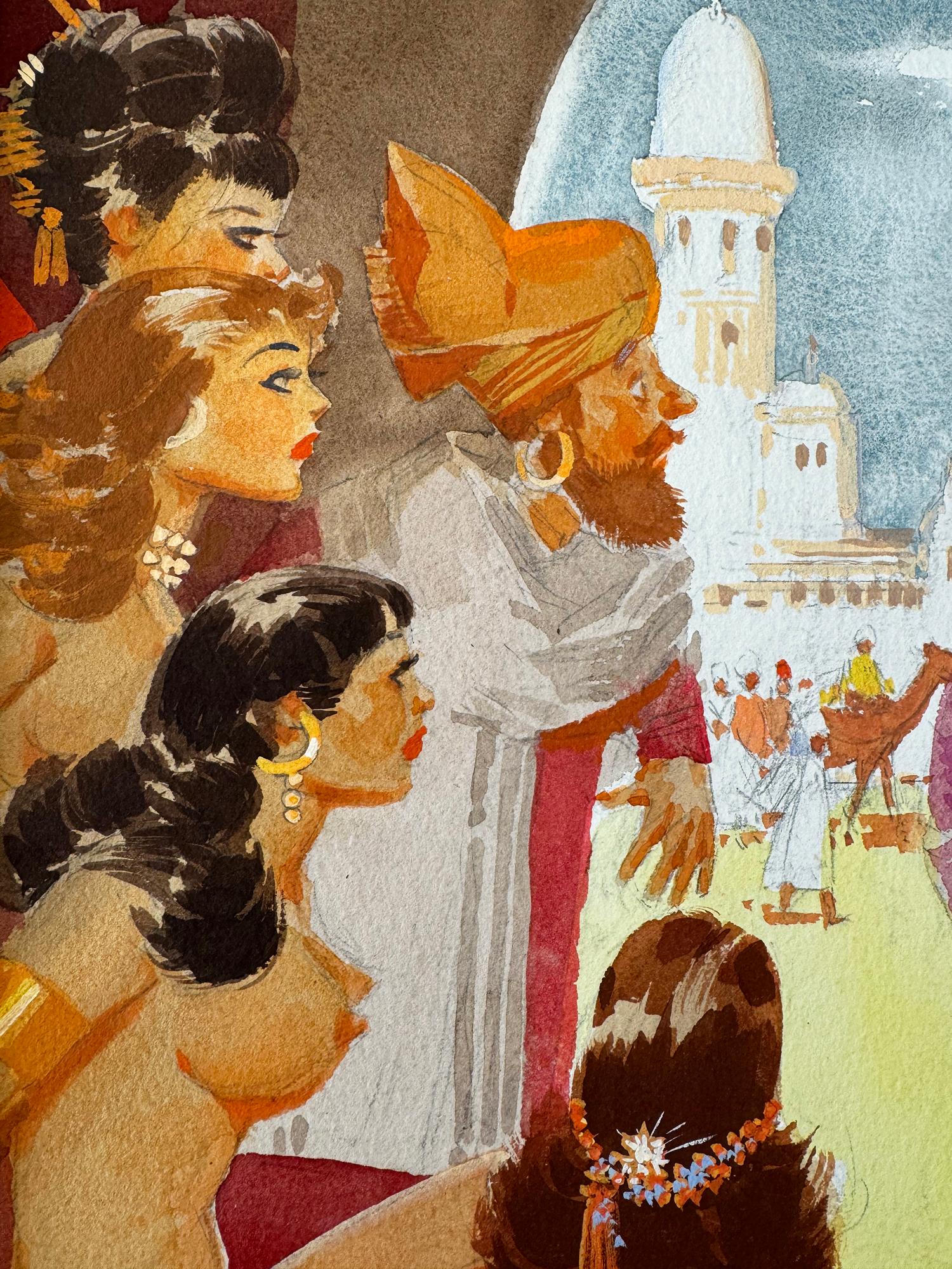 Harem : Illustration de jeune fille nue sexy pour Playboy.  Premier illustrateur noir - Modernisme américain Painting par E. Simms Campbell