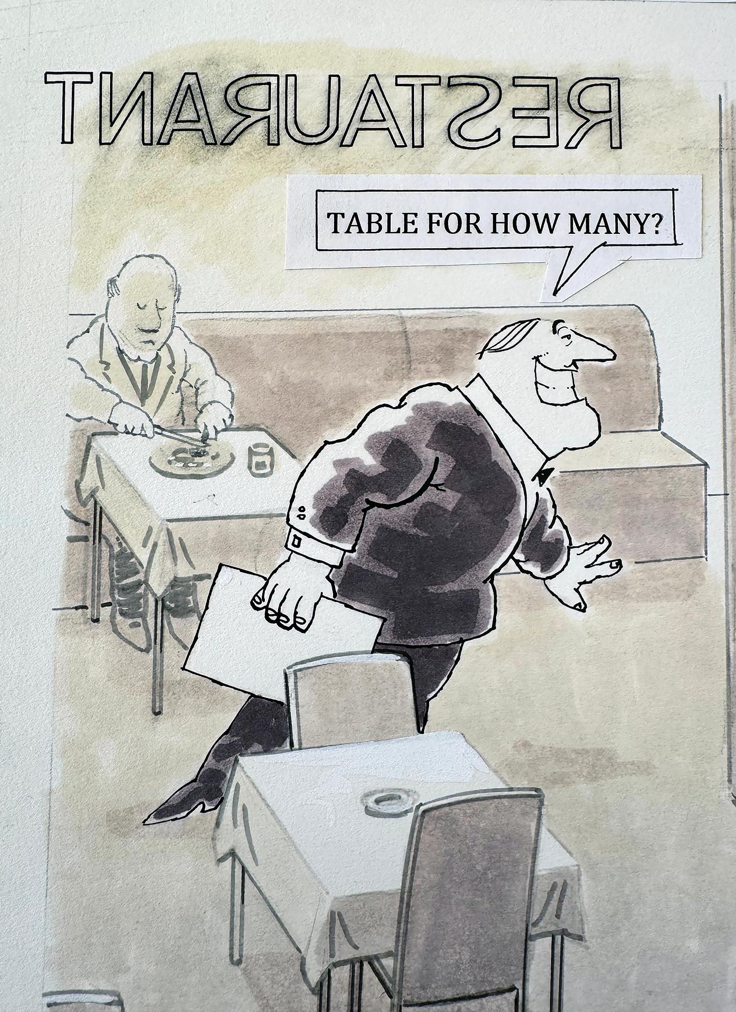 Risposte rapide a domande stupide - Mad Magazine - Tavolo per quanti ristoranti? - Art Concettualismo di Al Jaffee