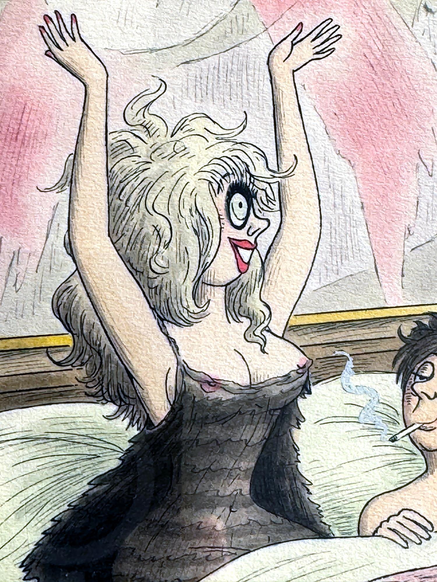 Ragazza nuda Epifania Cartone animato di Playboy  - Il momento di liberazione delle donne - Art di Richard Taylor