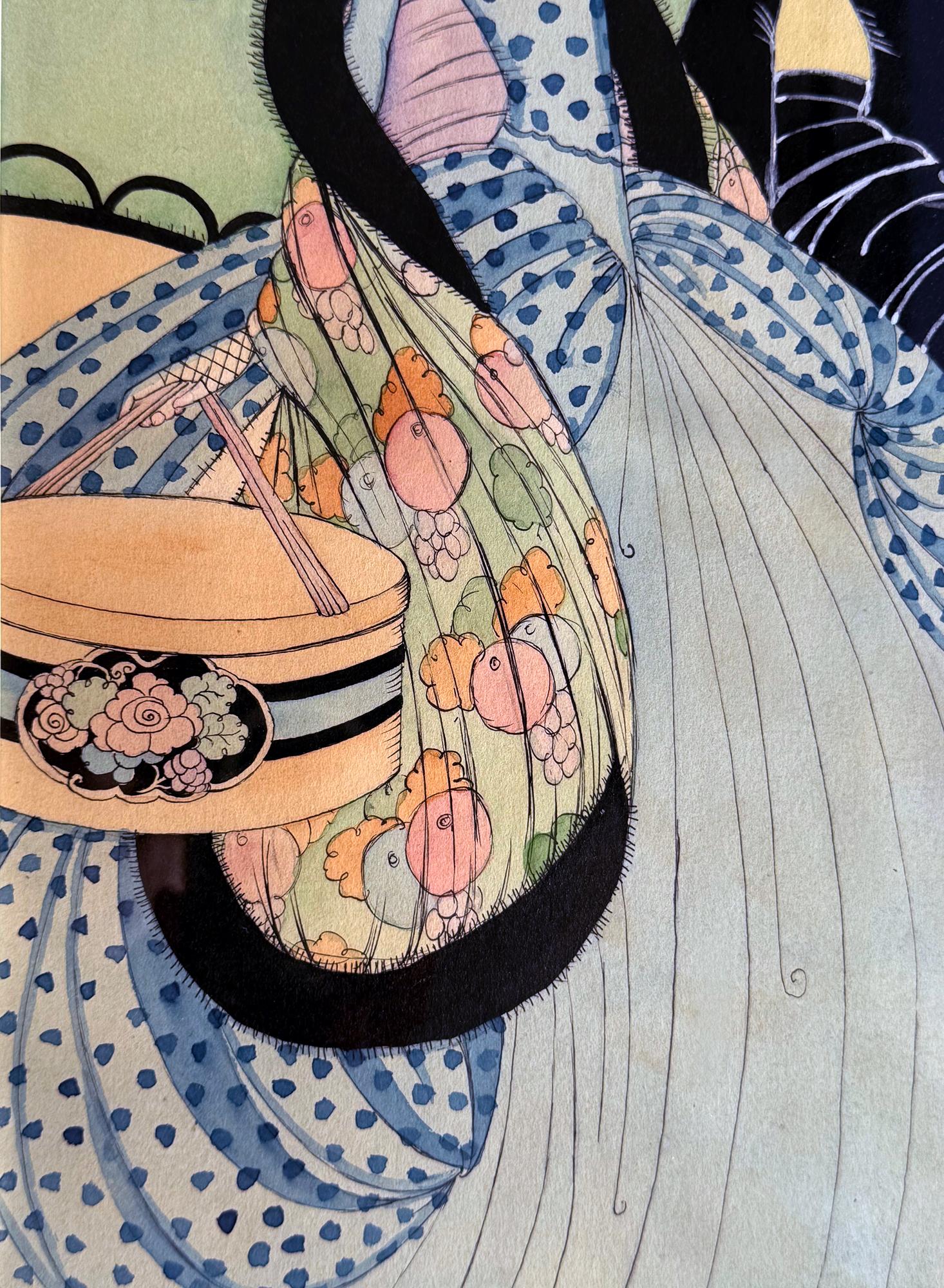Vogue - Femmes habillées de manière élégante en quête de chapeaux Art Nouveau - Artiste féminine en vente 1