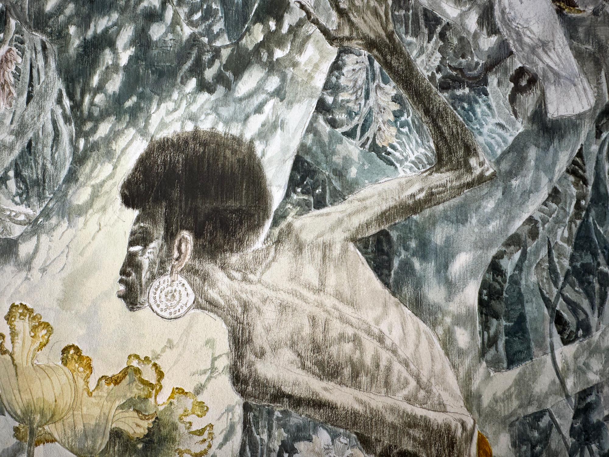 Fiaba aborigena australiana in scena Jungling Fantasia come Paul Gauguin - Art di Gianni Benvenuti