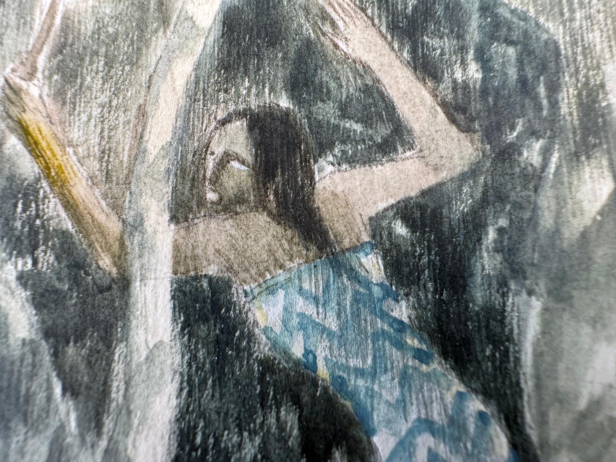Fiaba aborigena australiana in scena Jungling Fantasia come Paul Gauguin - Landscape Art Grigio di Gianni Benvenuti