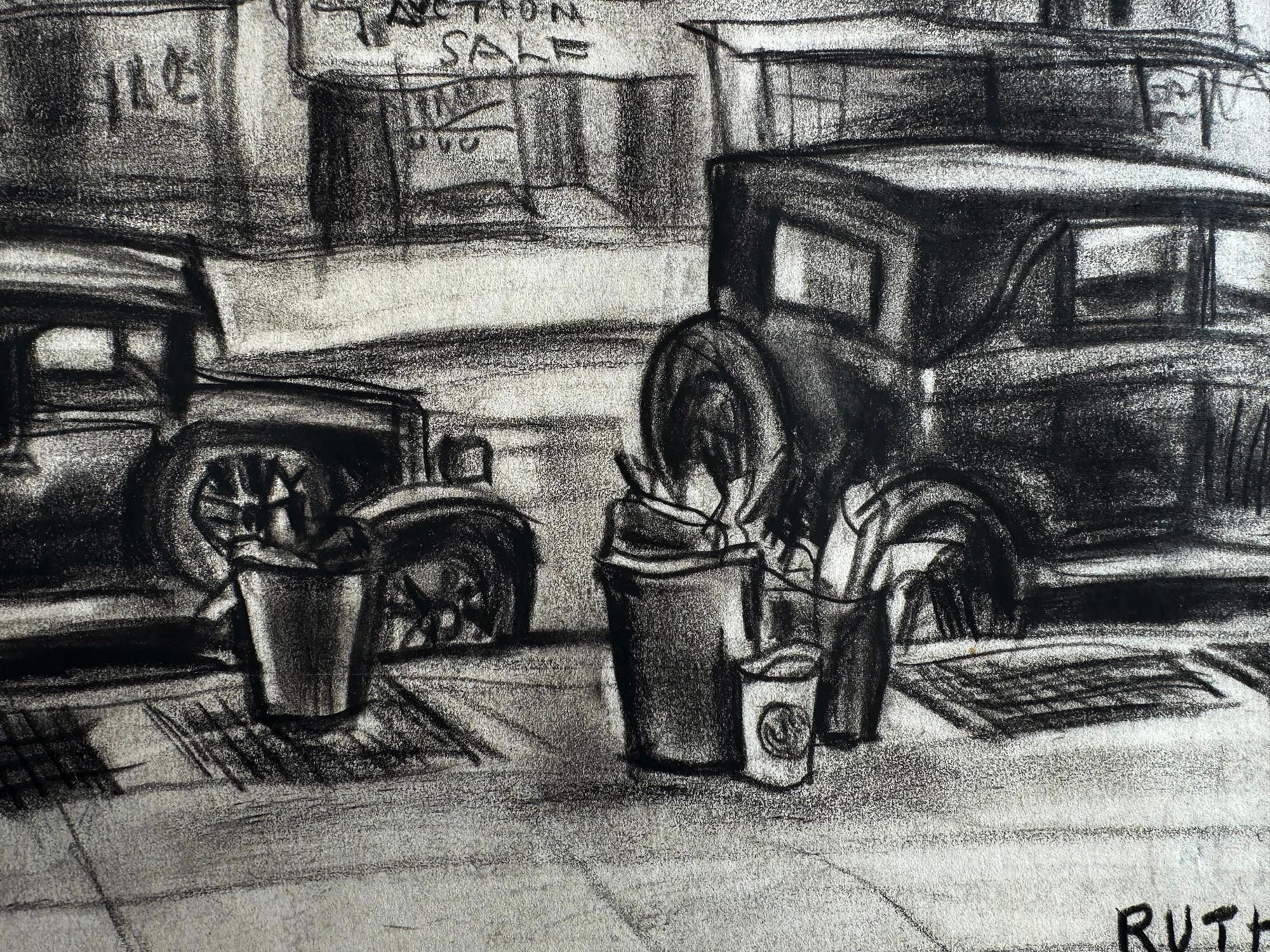 Gritty Street Scene mit Parkierten Autos – Roaring Twenties New York im Angebot 4