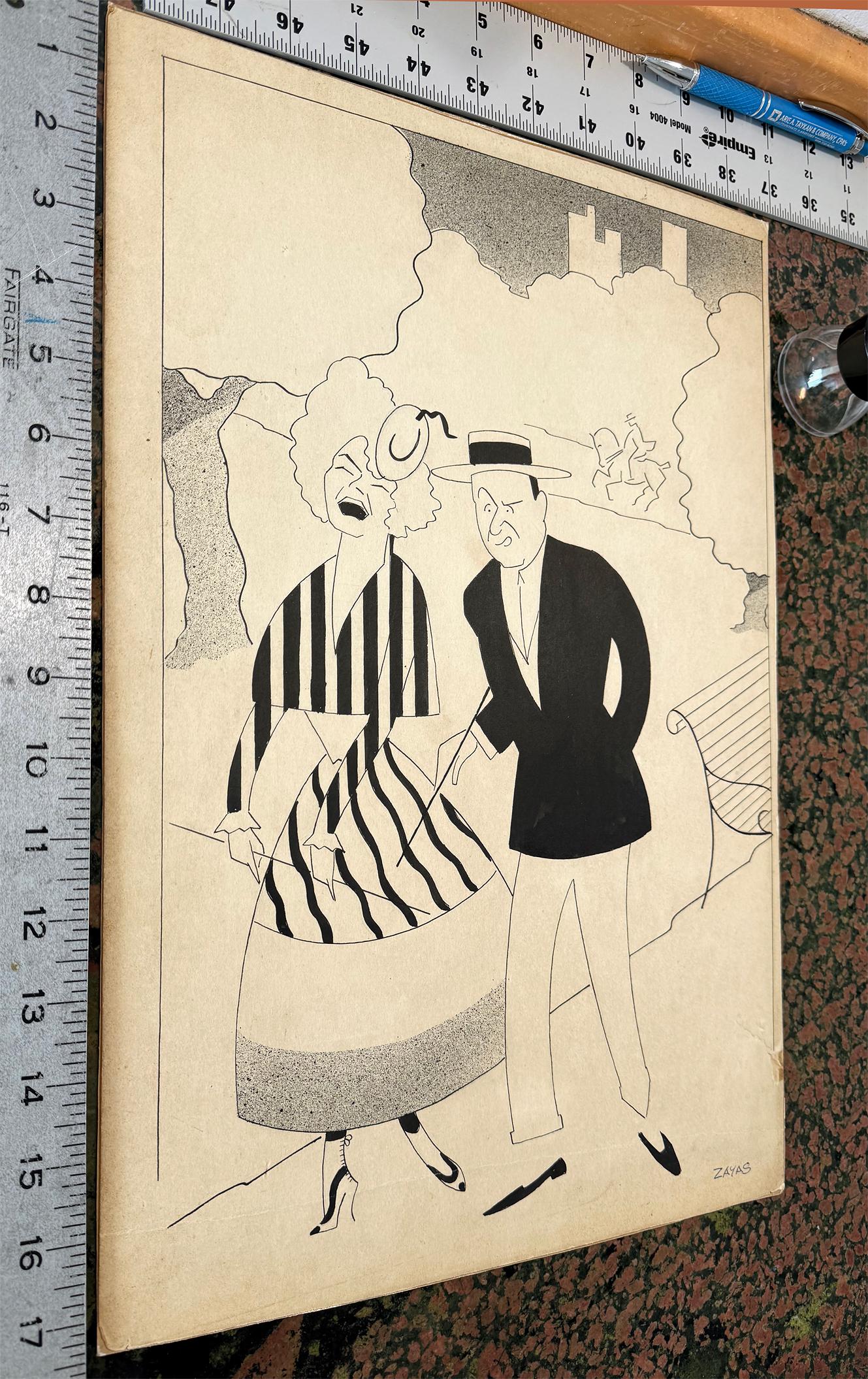 Upscale Couple Illustration Puck magazine Interior - Mexican Illustrator - Art Deco Art by Marius de Zayas