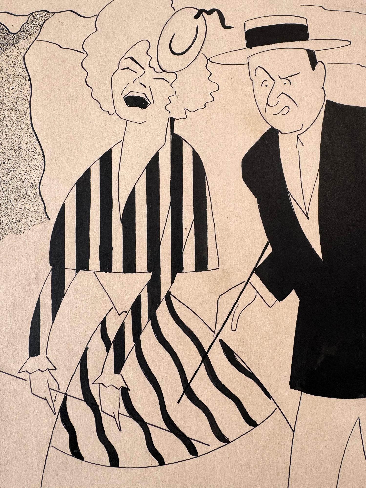 Upscale Couple Illustration Puck magazine Interior - Mexican Illustrator - Art by Marius de Zayas