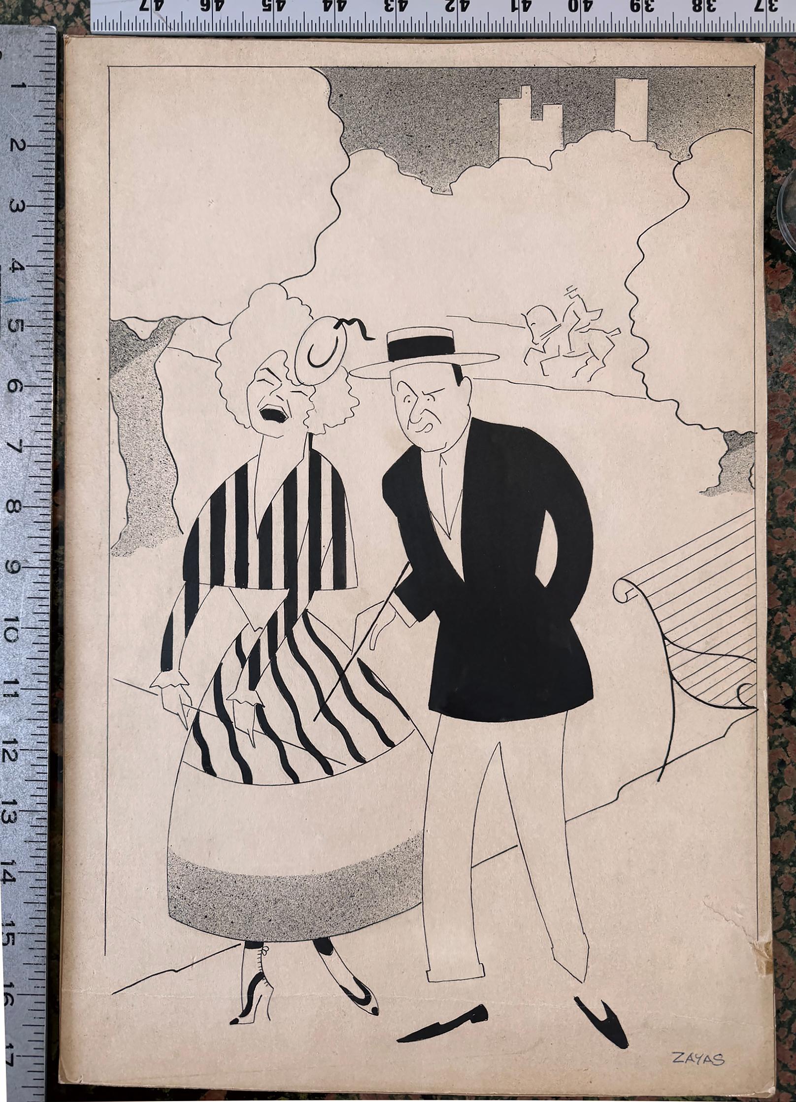 Upscale Couple Illustration Puck magazine Interior - Mexican Illustrator For Sale 2