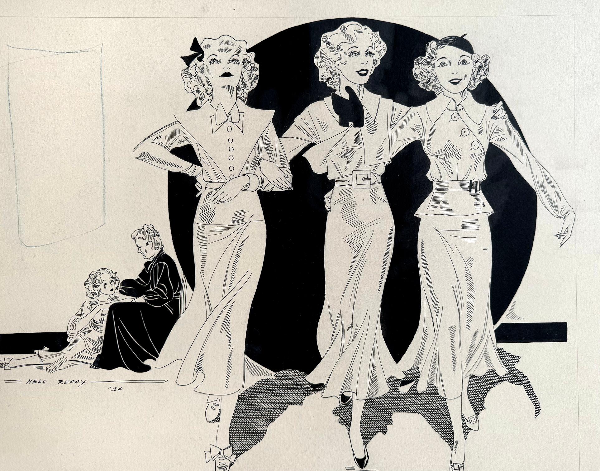 The Three Graces Fantasy Fashion Illustration - Female Illustrator - Art by Nell Reppy