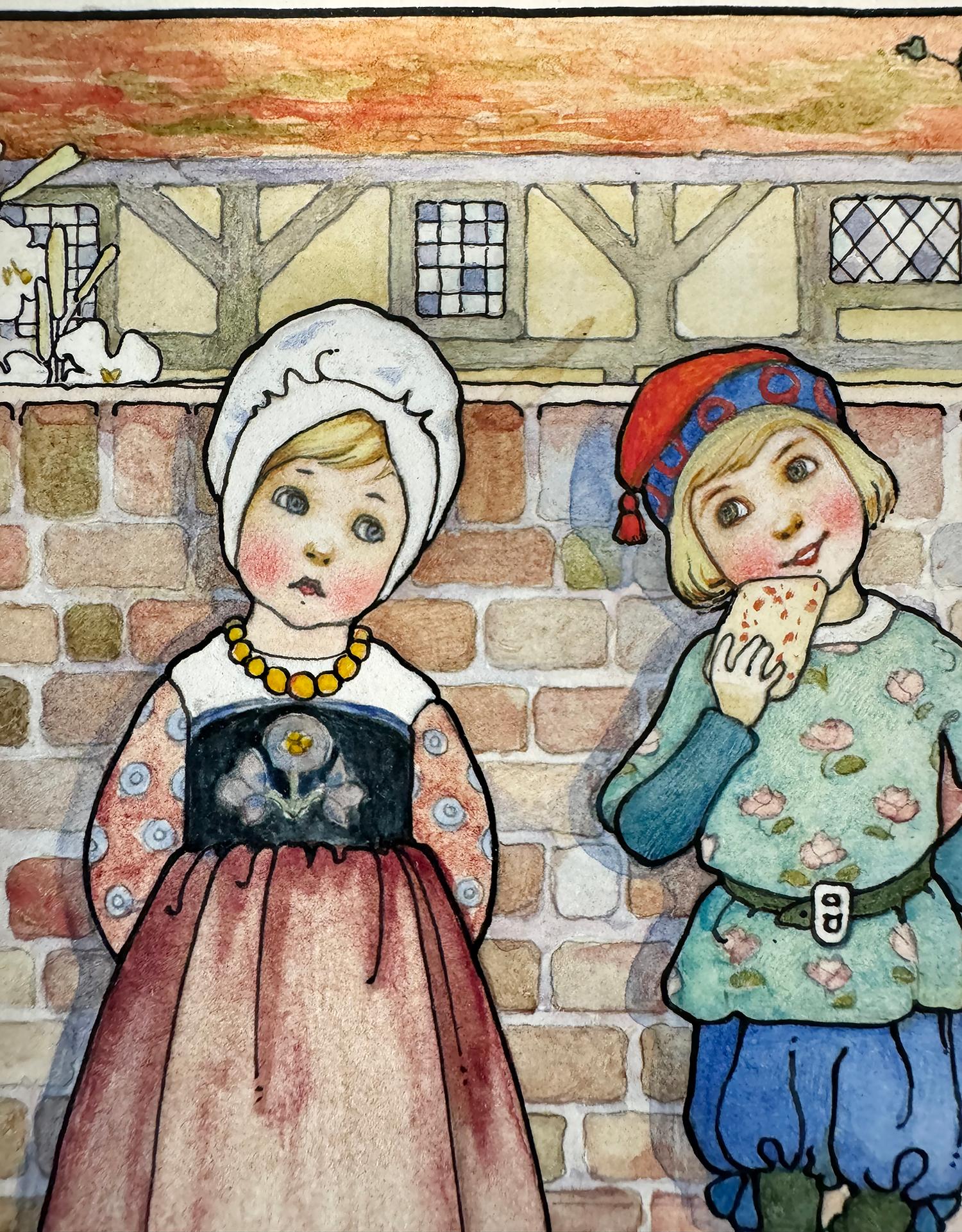 Livre de sagesse pour enfants - Illustration d'une illustratrice féminine - Arts and Crafts - Gris Figurative Art par Amy Millicent Sowerby