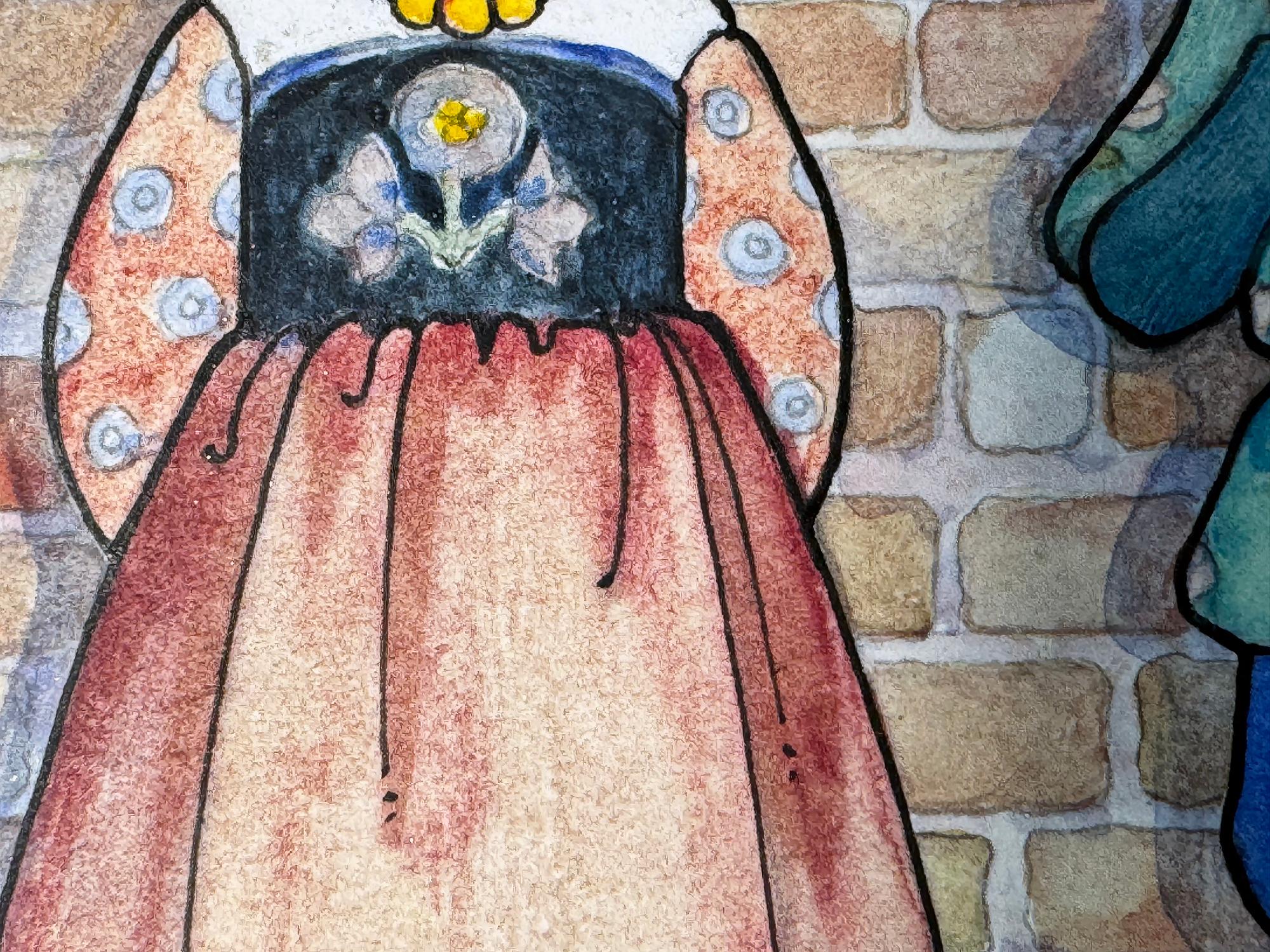 Ce petit bijou d'œuvre d'art compacte a été exécuté dans le style Arts and Crafts pour une illustration intérieure de 