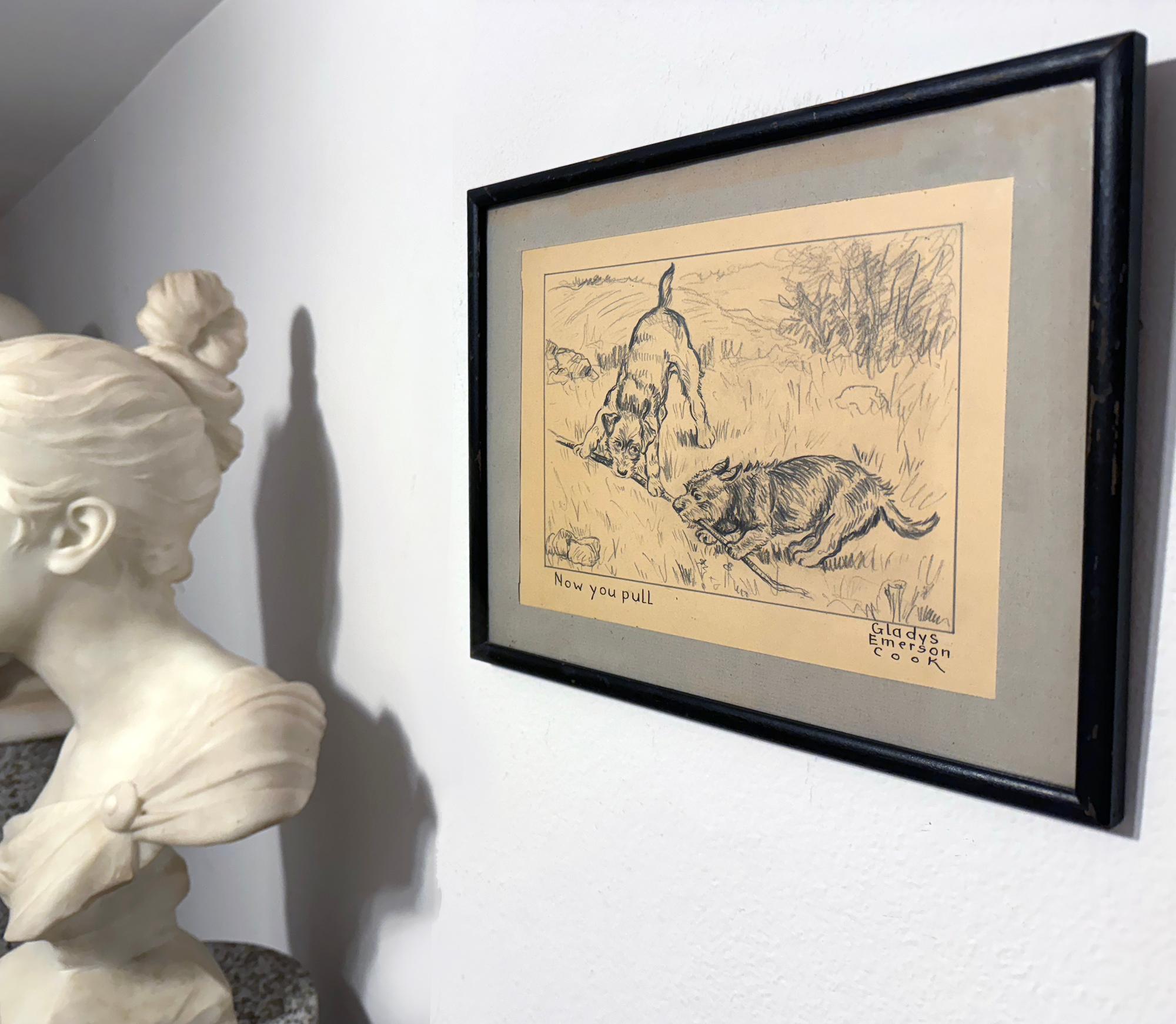 Deux chiens jouant avec un terrier écossais  Femme illustratrice de l'animalier de l'âge d'or en vente 3