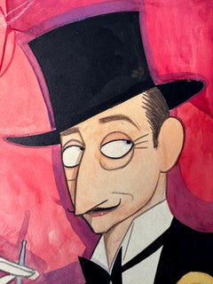 Cuban Artist  - Caricature of Adolphe Menjou Debonair Devil