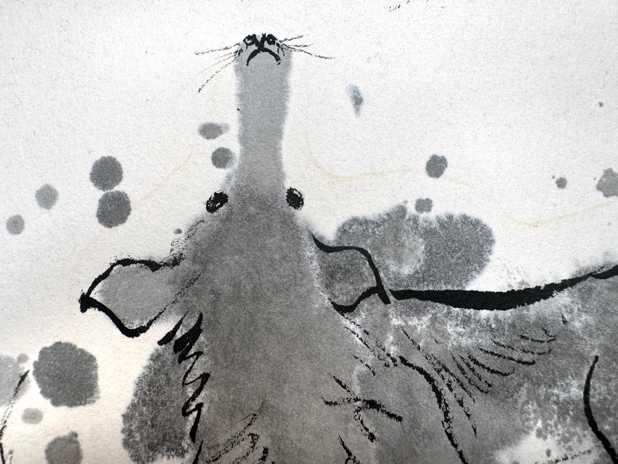 Portrait de chat, chien, oiseau, singe, hibou, coccinelle  - Illustration d'animaux en alerte en vente 4
