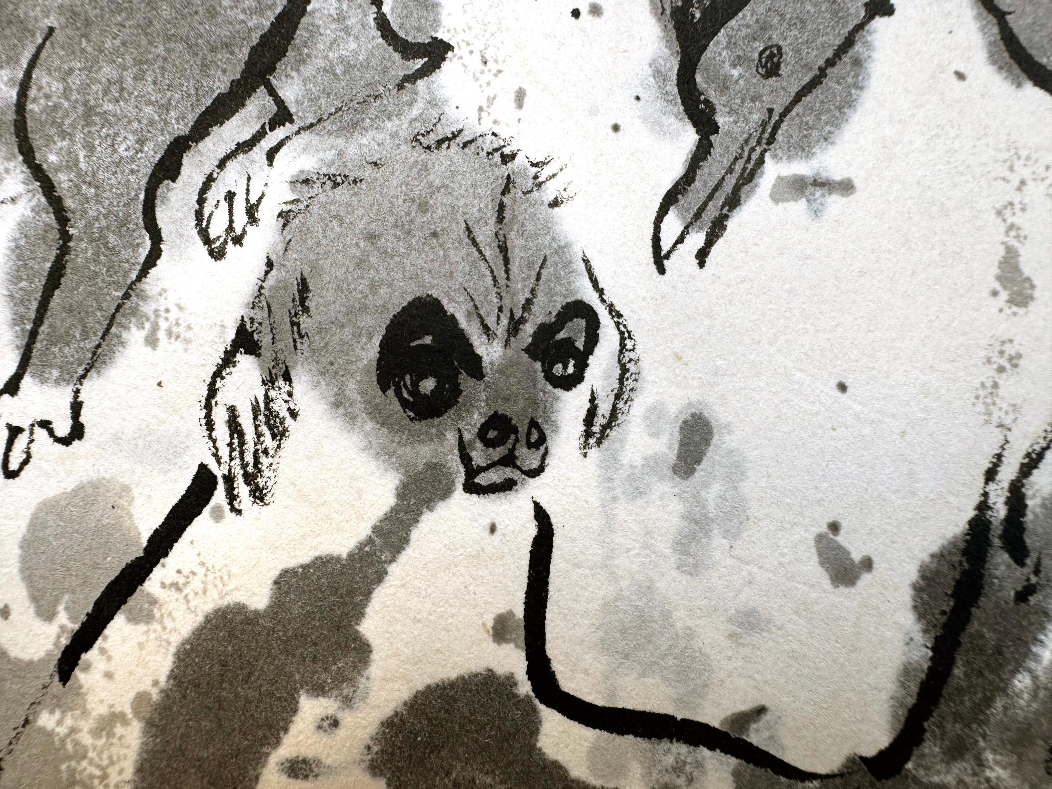 Portrait de chat, chien, oiseau, singe, hibou, coccinelle  - Illustration d'animaux en alerte en vente 6