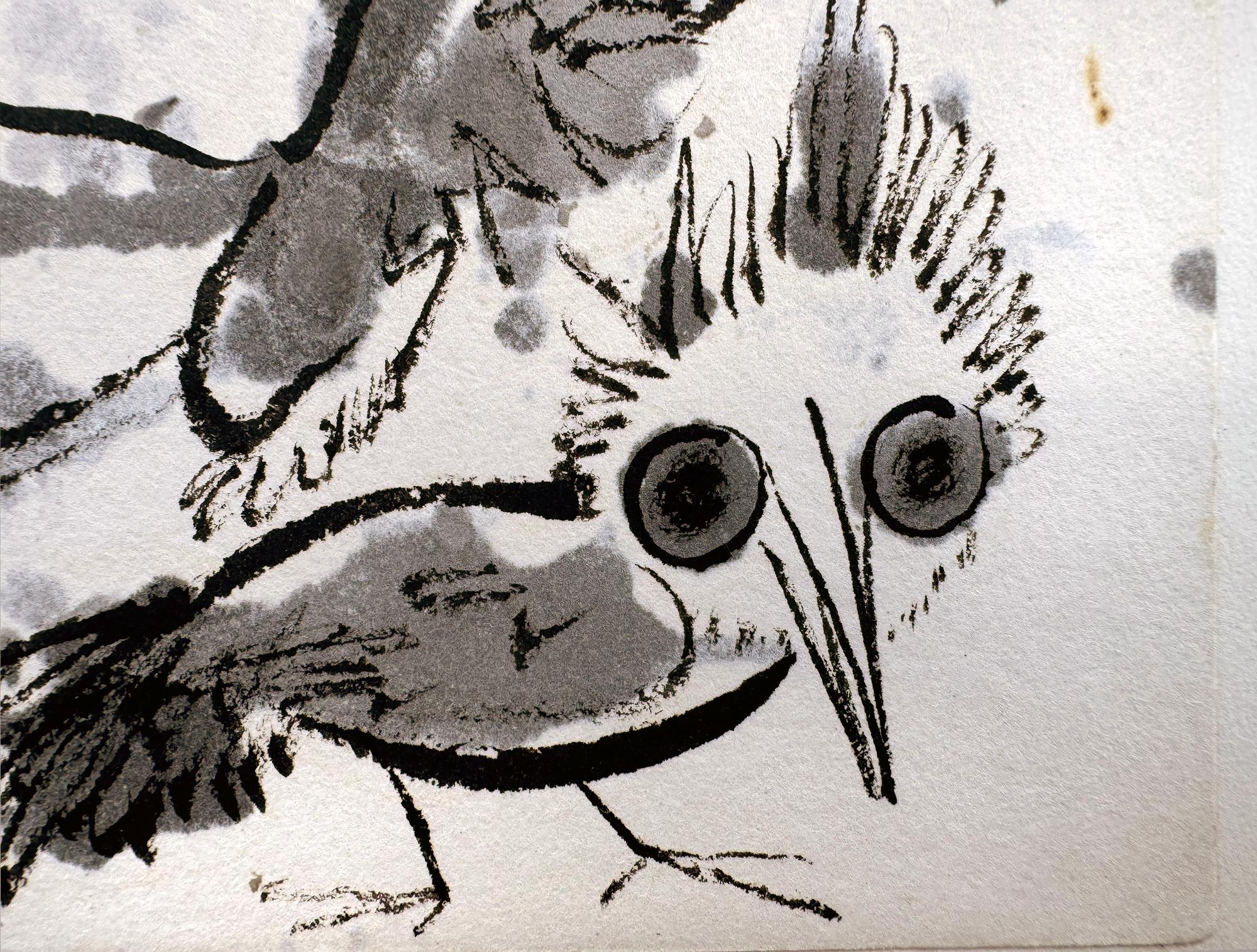 Portrait de chat, chien, oiseau, singe, hibou, coccinelle  - Illustration d'animaux en alerte en vente 7