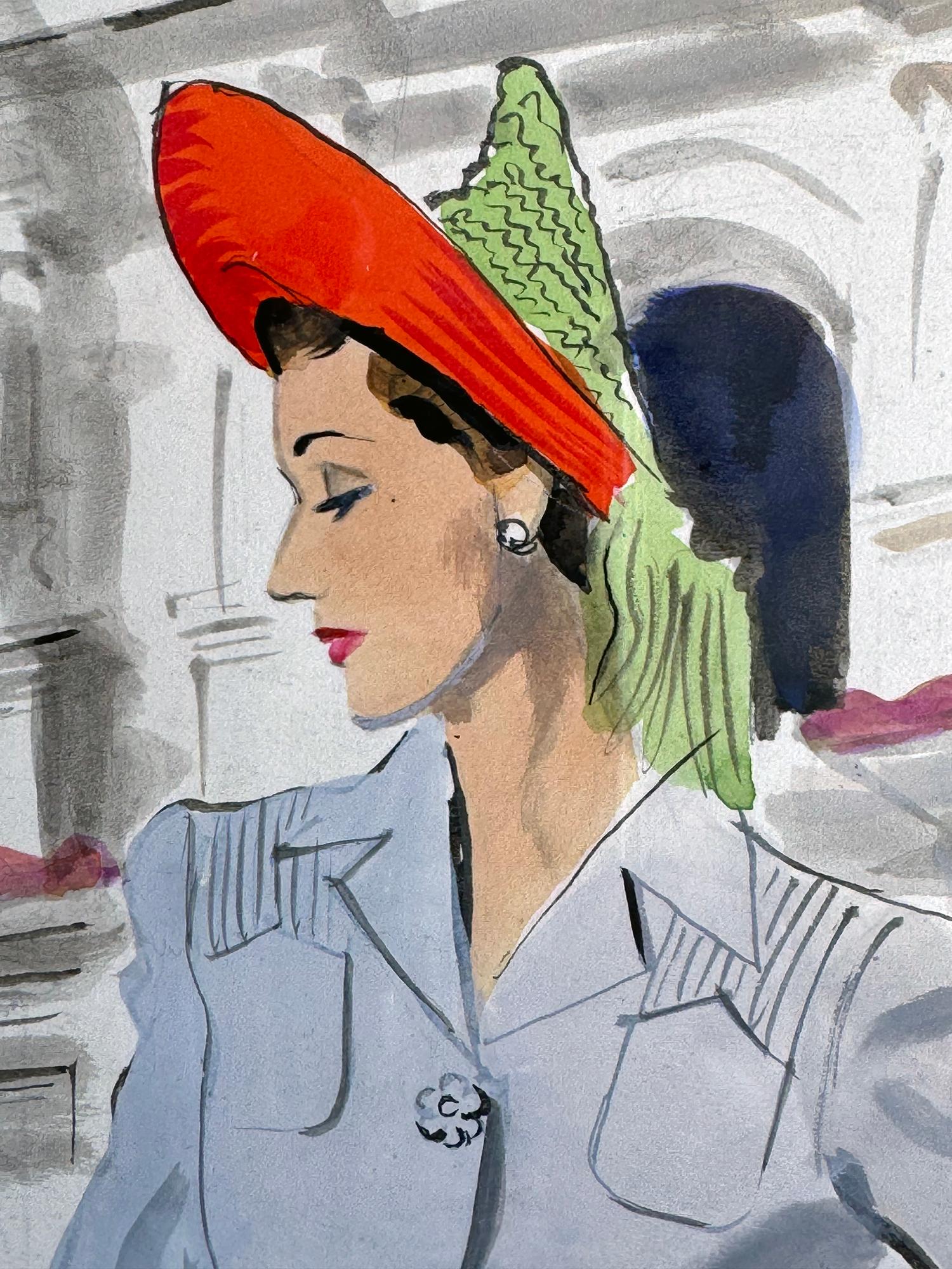 Illustrazione di una modella forse per la rivista Vogue - Portrait Grigio di Ruth Sigrid Grafstrom