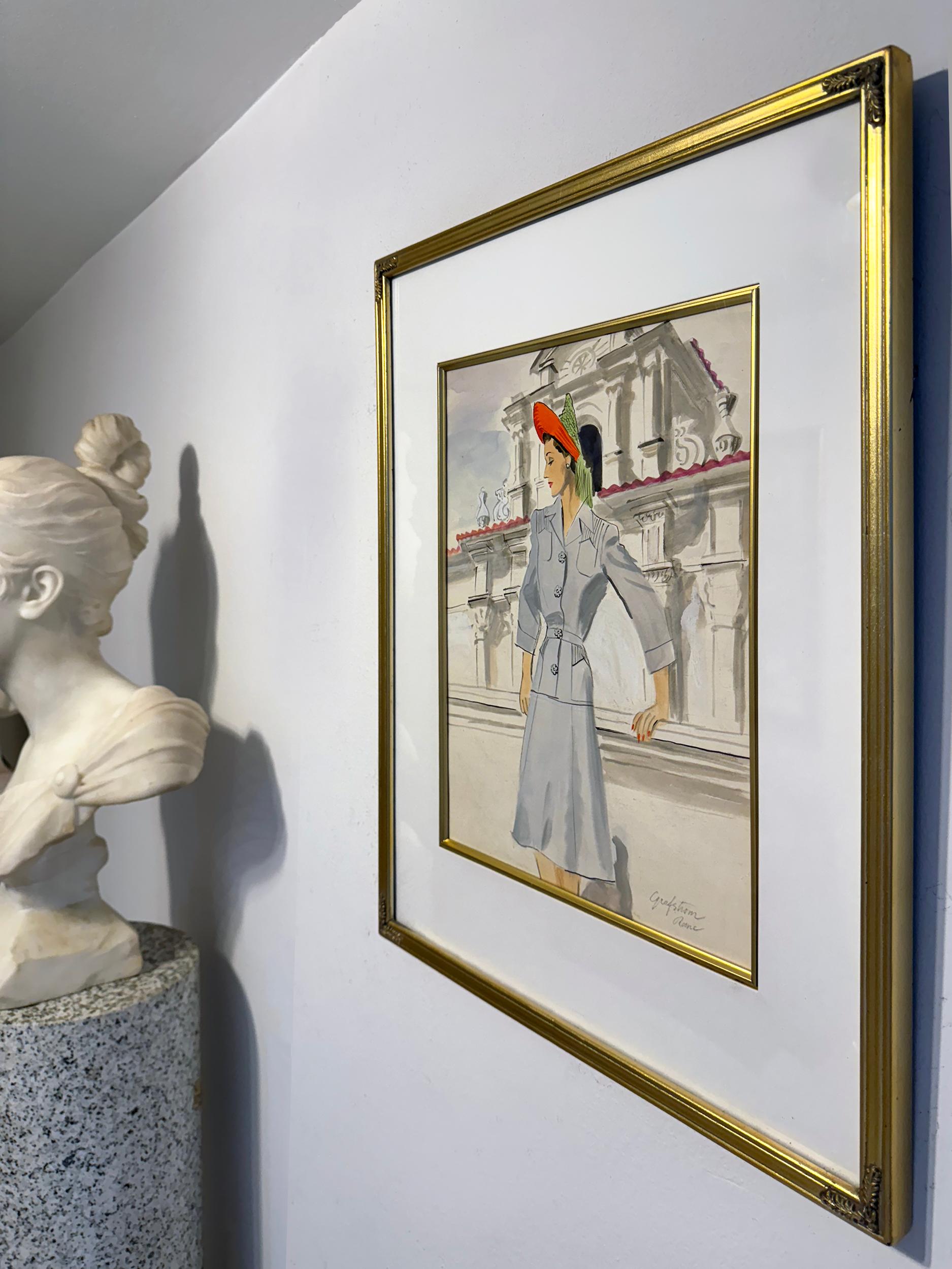 Illustrazione di una modella forse per la rivista Vogue in vendita 3
