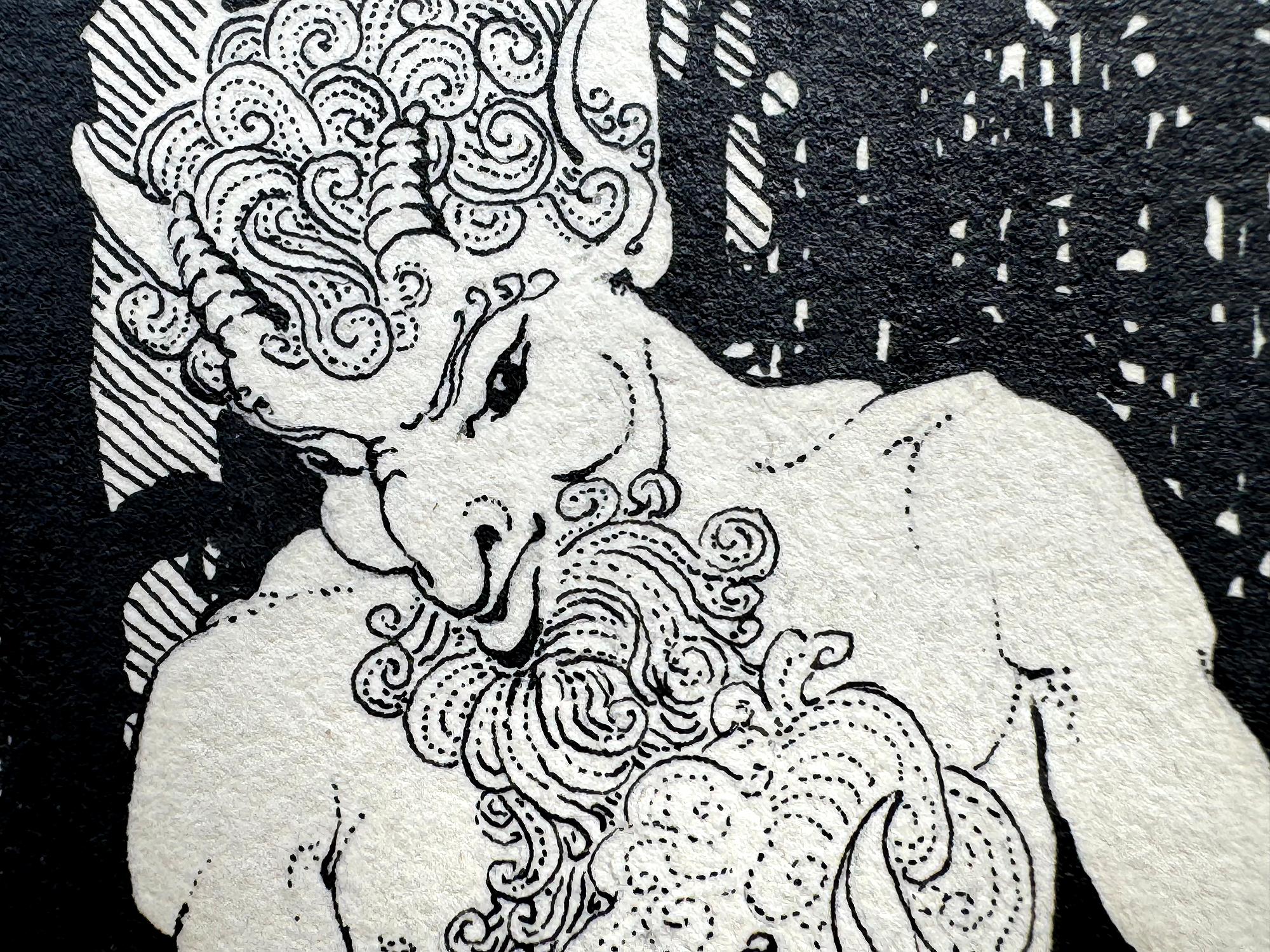 Satyre, Pan et cerf -   Mythologie grecque - Surréalisme Art par Dorothy Lathrop