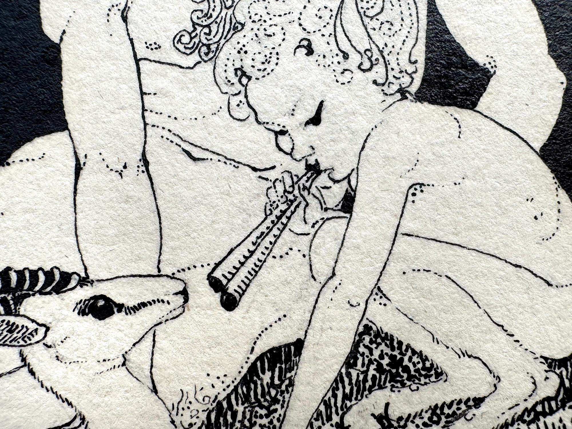 Satyre, Pan et cerf -   Mythologie grecque - Beige Portrait par Dorothy Lathrop