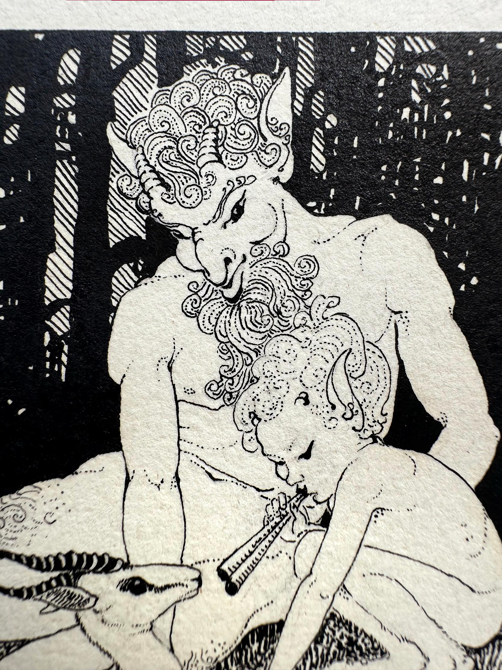 Satyre, Pan et cerf -   Mythologie grecque en vente 9