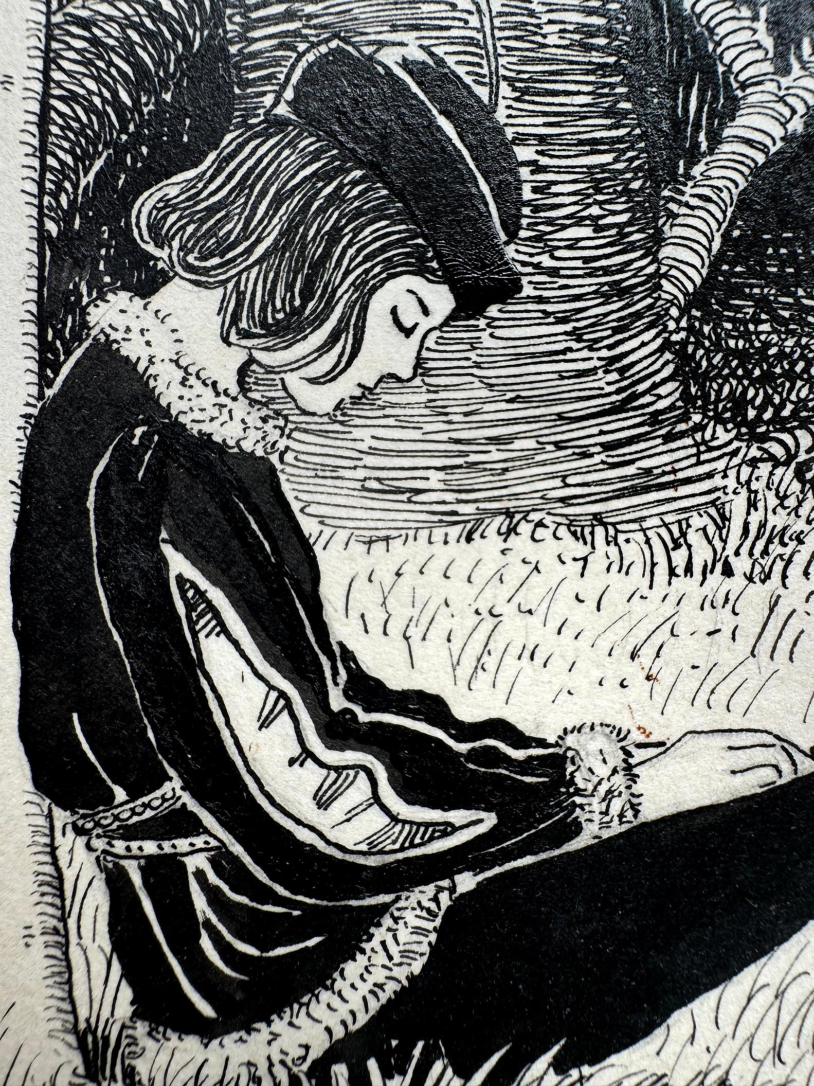 Libro di fiabe per bambini  Illustrazione fantasy in bianco e nero in vendita 2