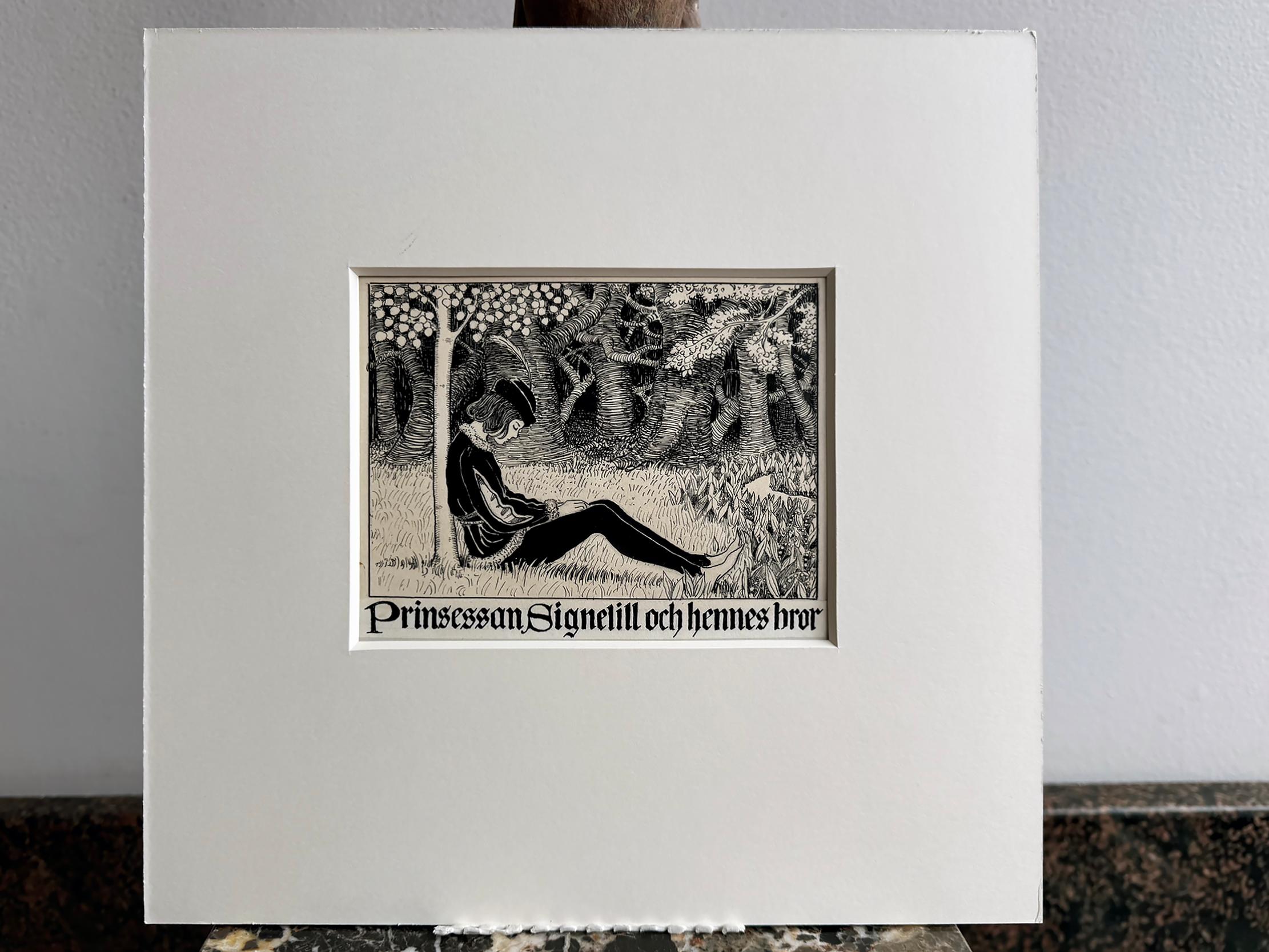 Libro di fiabe per bambini  Illustrazione fantasy in bianco e nero in vendita 5