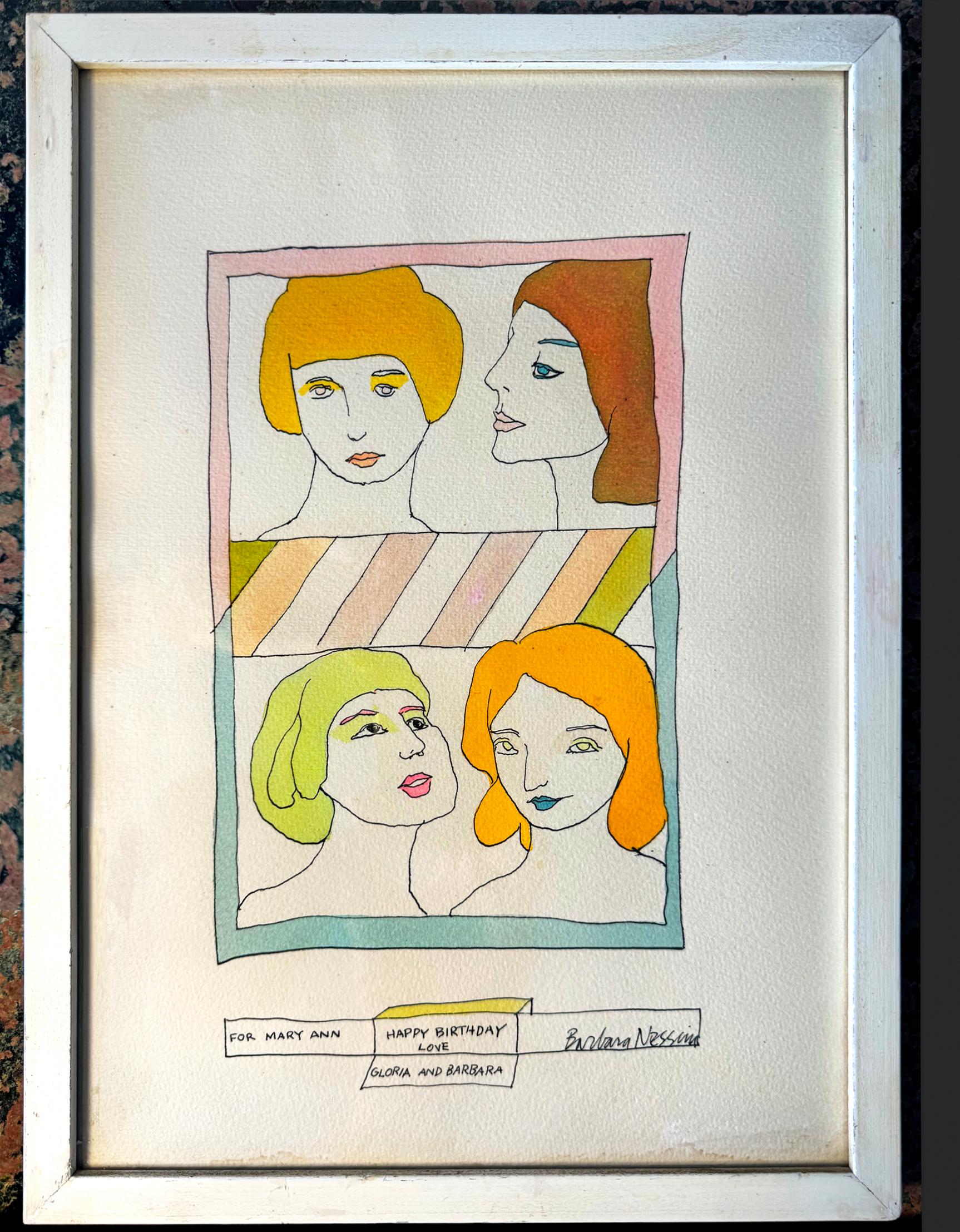 Dibujo de Feliz Cumpleaños:  Ama a Barbara Nessim y a Gloria Steinem en venta 1
