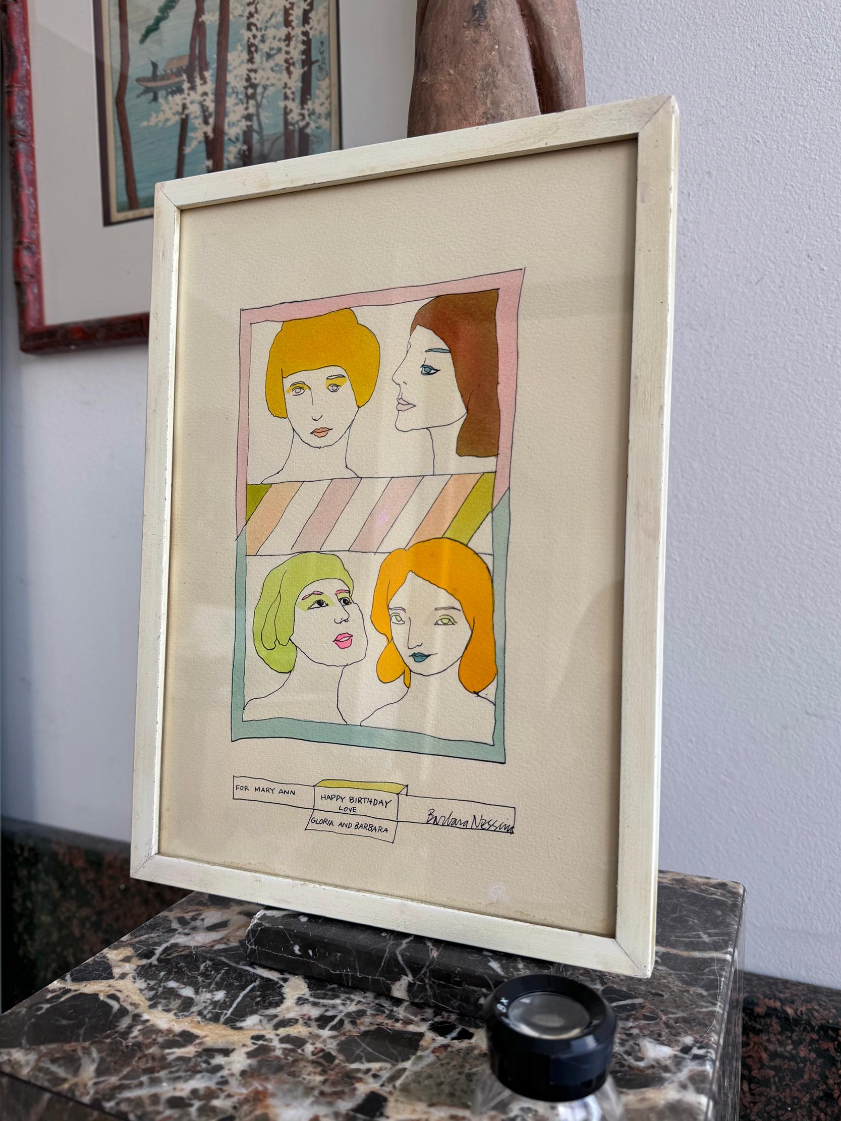 Dibujo de Feliz Cumpleaños:  Ama a Barbara Nessim y a Gloria Steinem en venta 3