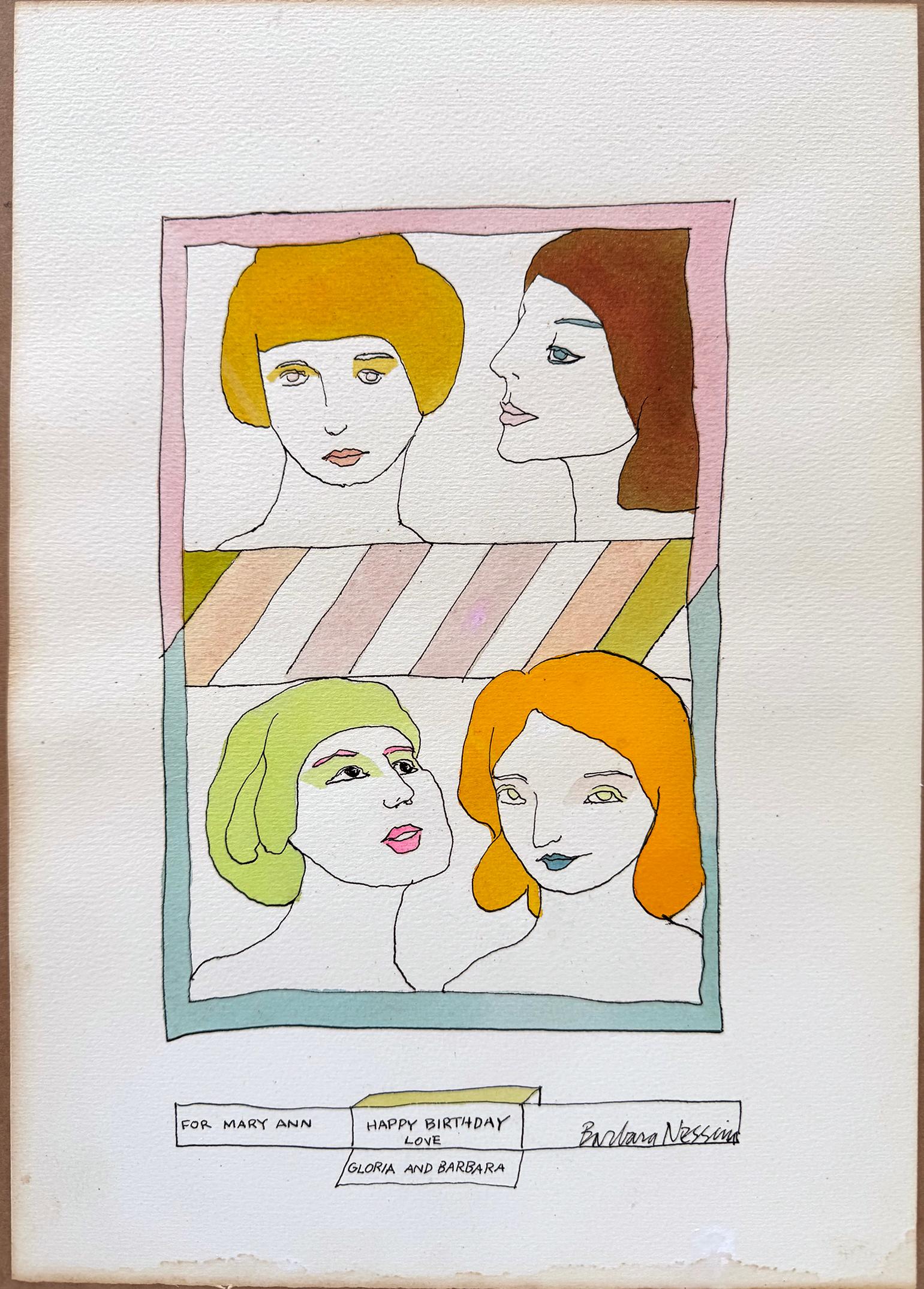 Dibujo de Feliz Cumpleaños:  Ama a Barbara Nessim y a Gloria Steinem en venta 4